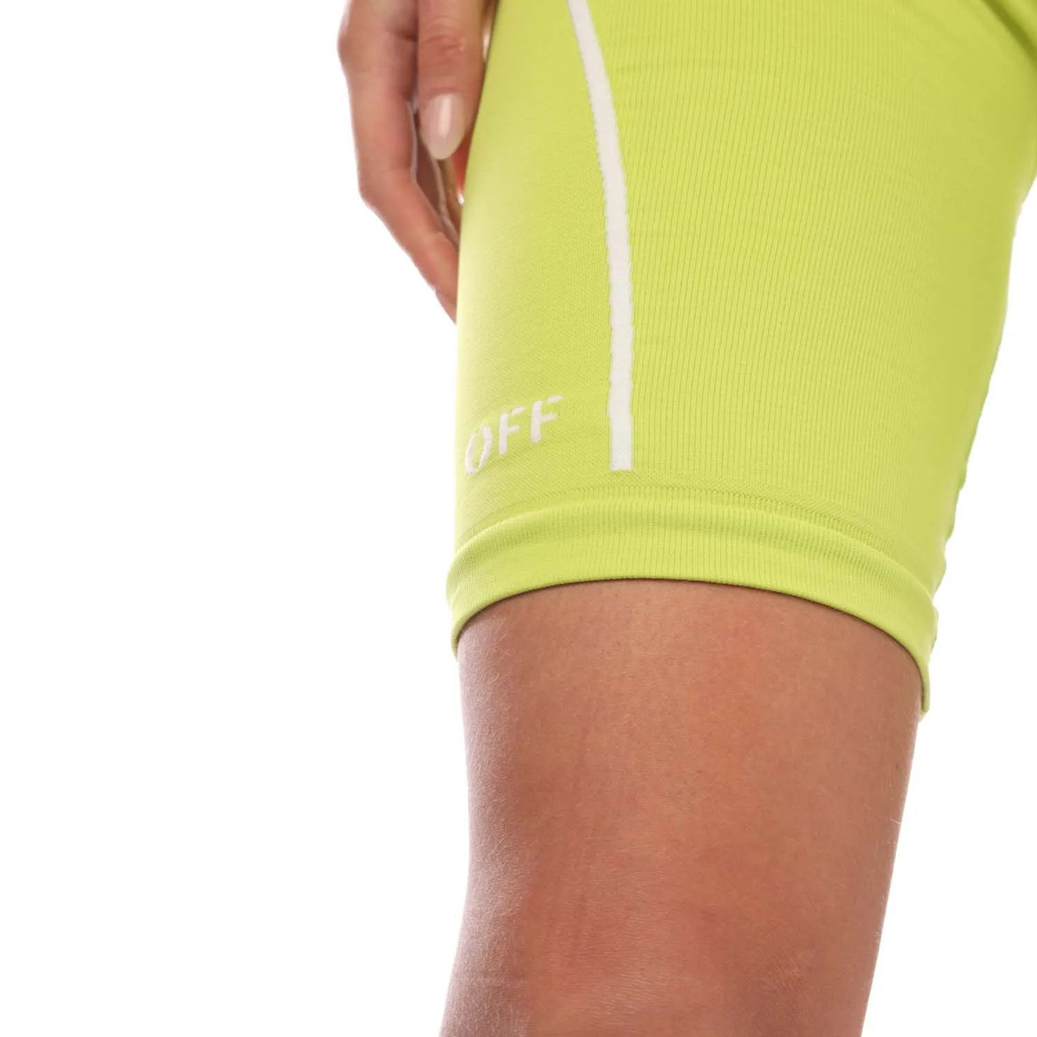 Off-White o1y1225 Logo Short in Lime Green/White Size 30" / US 8 / IT 44 - 4 Thumbnail
