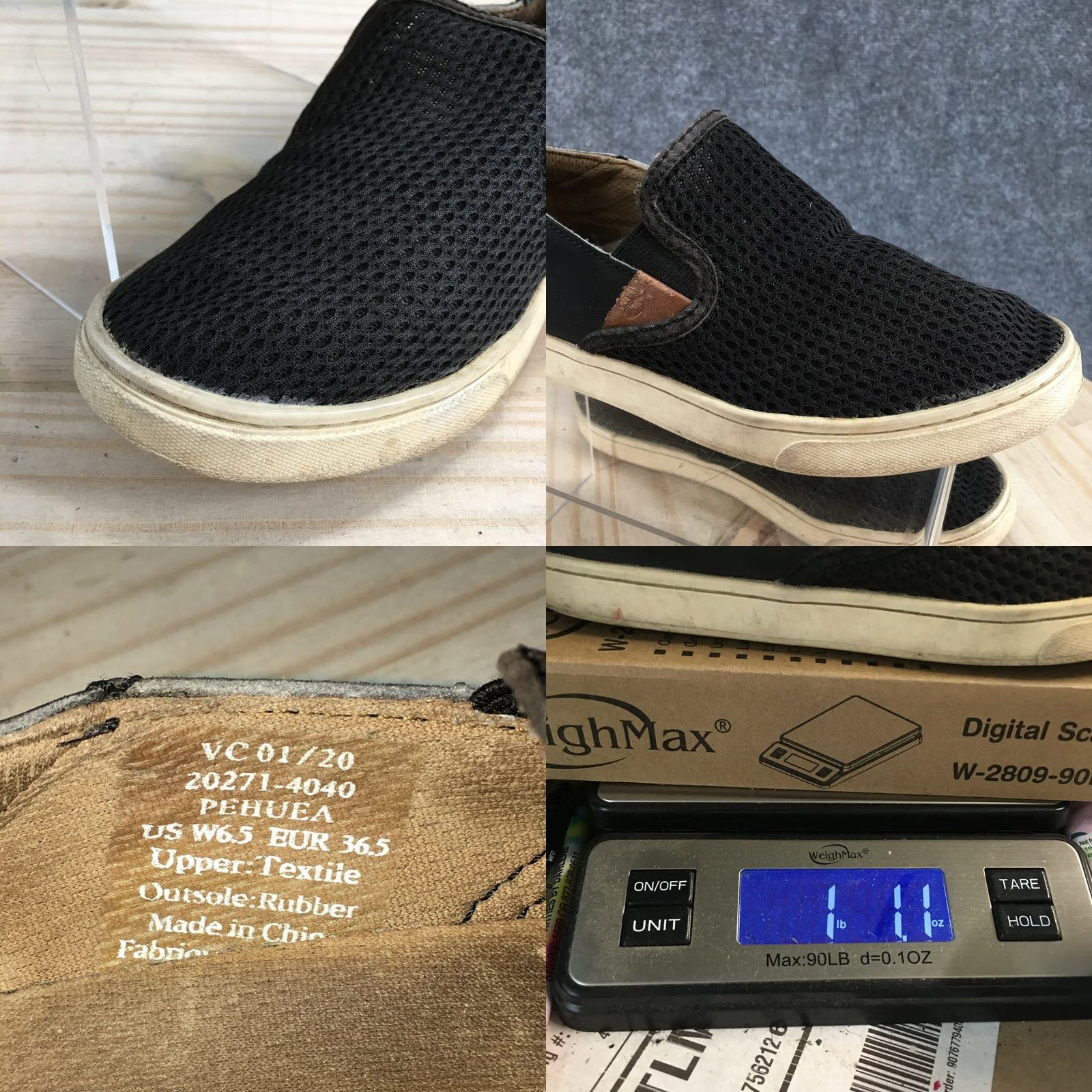Olukai OluKai Womens 6.5 Pehuea Slip On Sneakers Black Canvas Low Top Round Toe Size M / US 6-8 / IT 42-44 - 10 Thumbnail