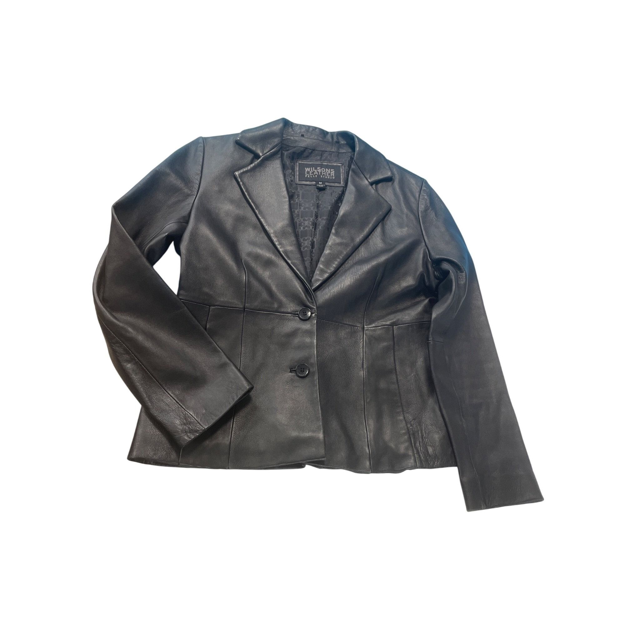 Wilsons Leather Wilsons Leather Pelle Studio Womens Black Leather Blazer Jac Size M / US 6-8 / IT 42-44 - 1 Thumbnail