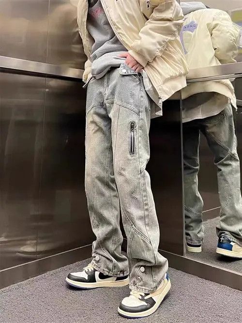 Japanese Brand × Jean Vintage washed distressed zipper studded bootcut jeans Size US 32 / EU 48 - 2 Thumbnail