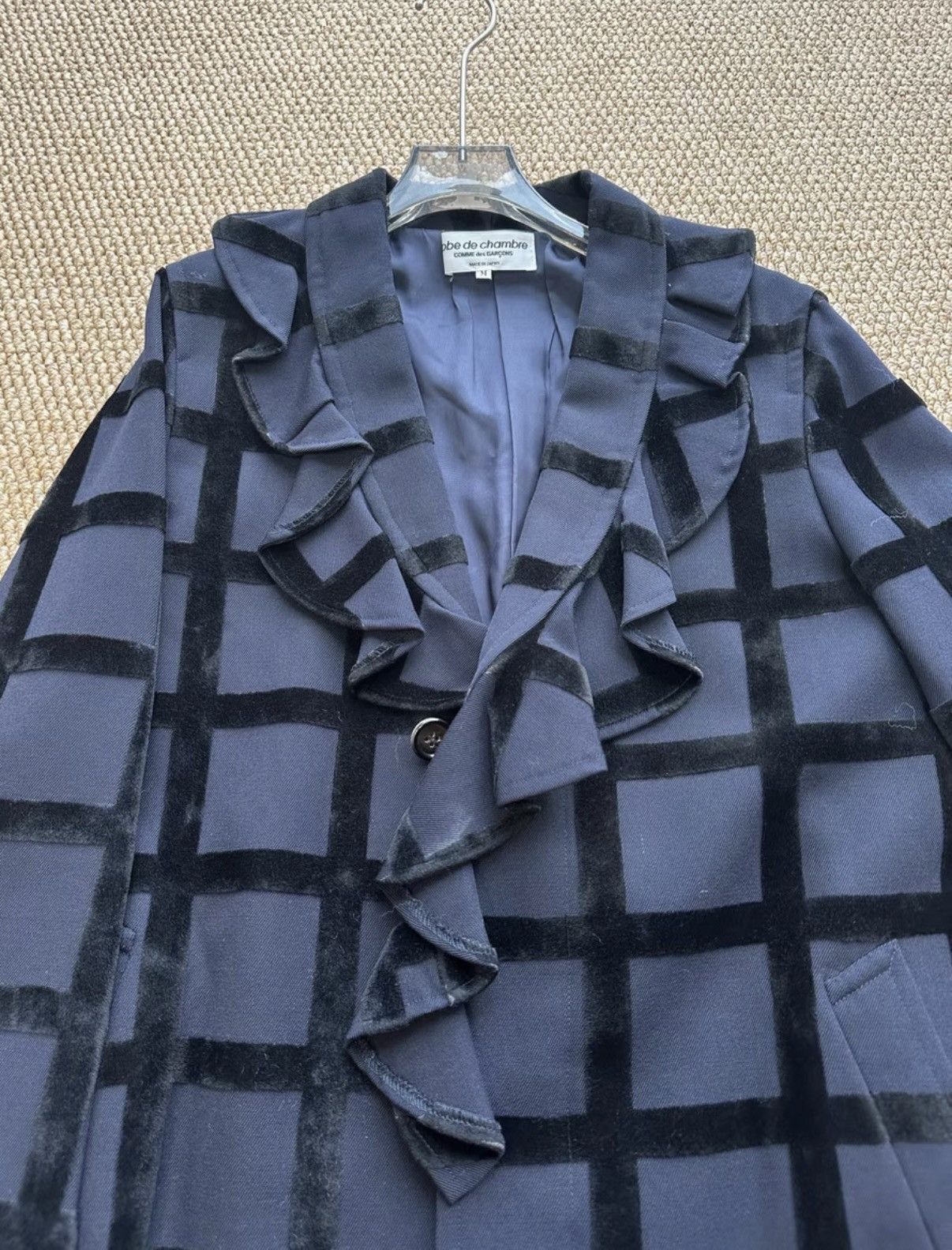 Comme des Garcons Comme des Garçons Navy Velvet Plaid Ruffle Coat CDG K23 Size M / US 6-8 / IT 42-44 - 5 Thumbnail