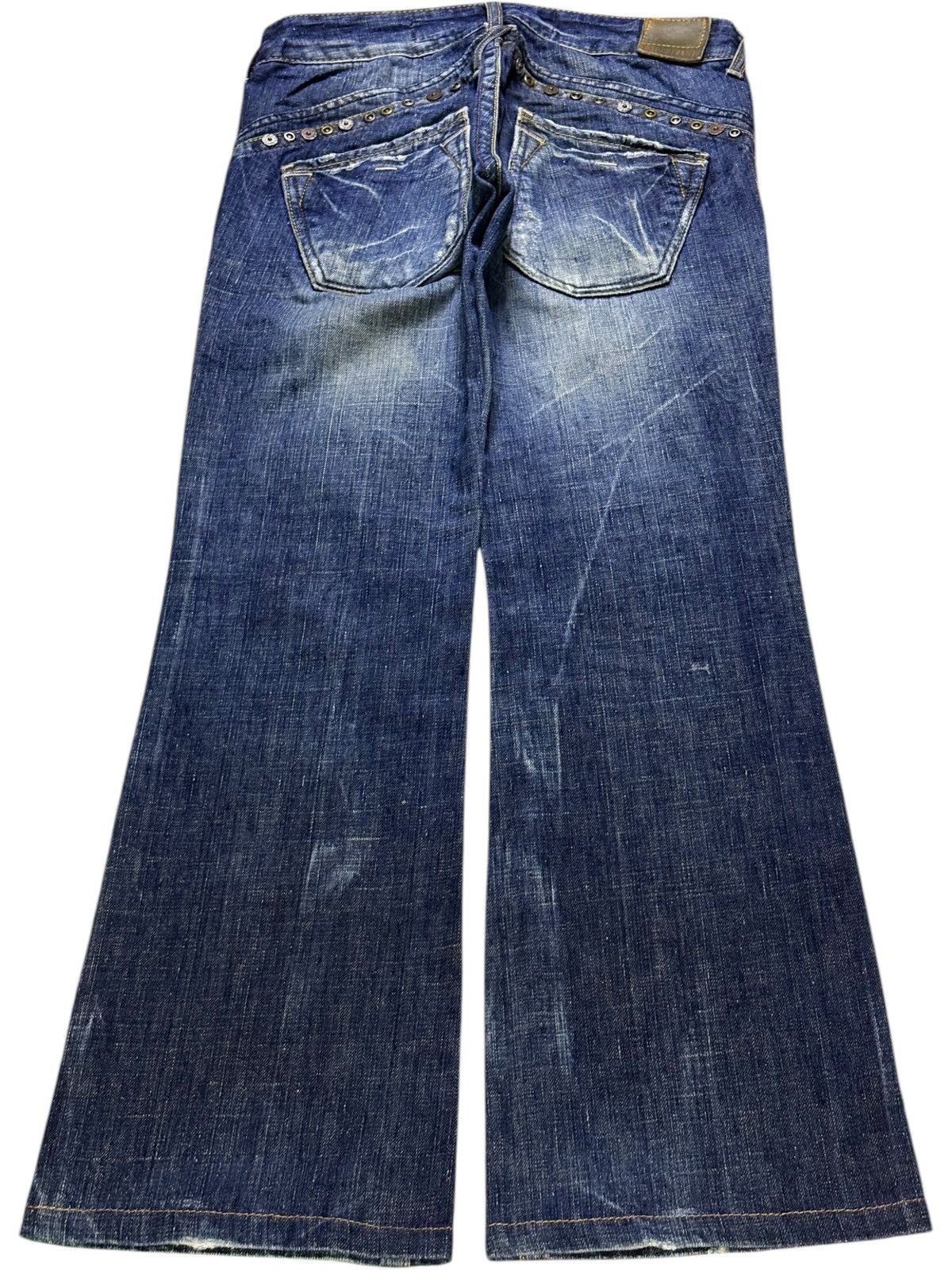 Seditionaries Vintage Japanese Brand Faded Mud Wash Studded Flare Jeans Size 28" / US 6 / IT 42 - 2 Thumbnail