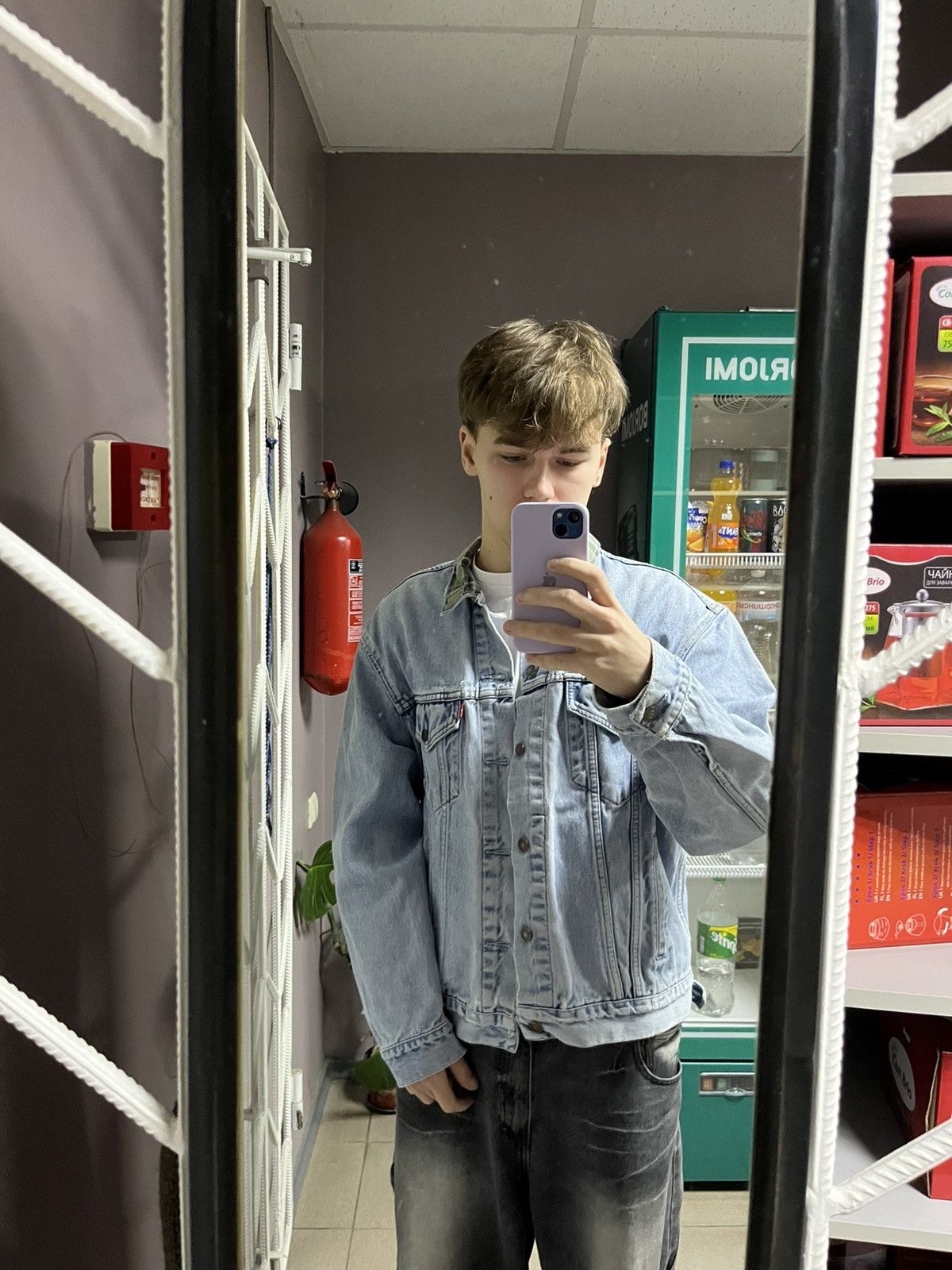 Levi's × Levi's Vintage Clothing × Vintage RARE Vintage 90s Levis Y2K Collar Plaid Denim Jacket Size US XL / EU 56 / 4 - 3 Thumbnail