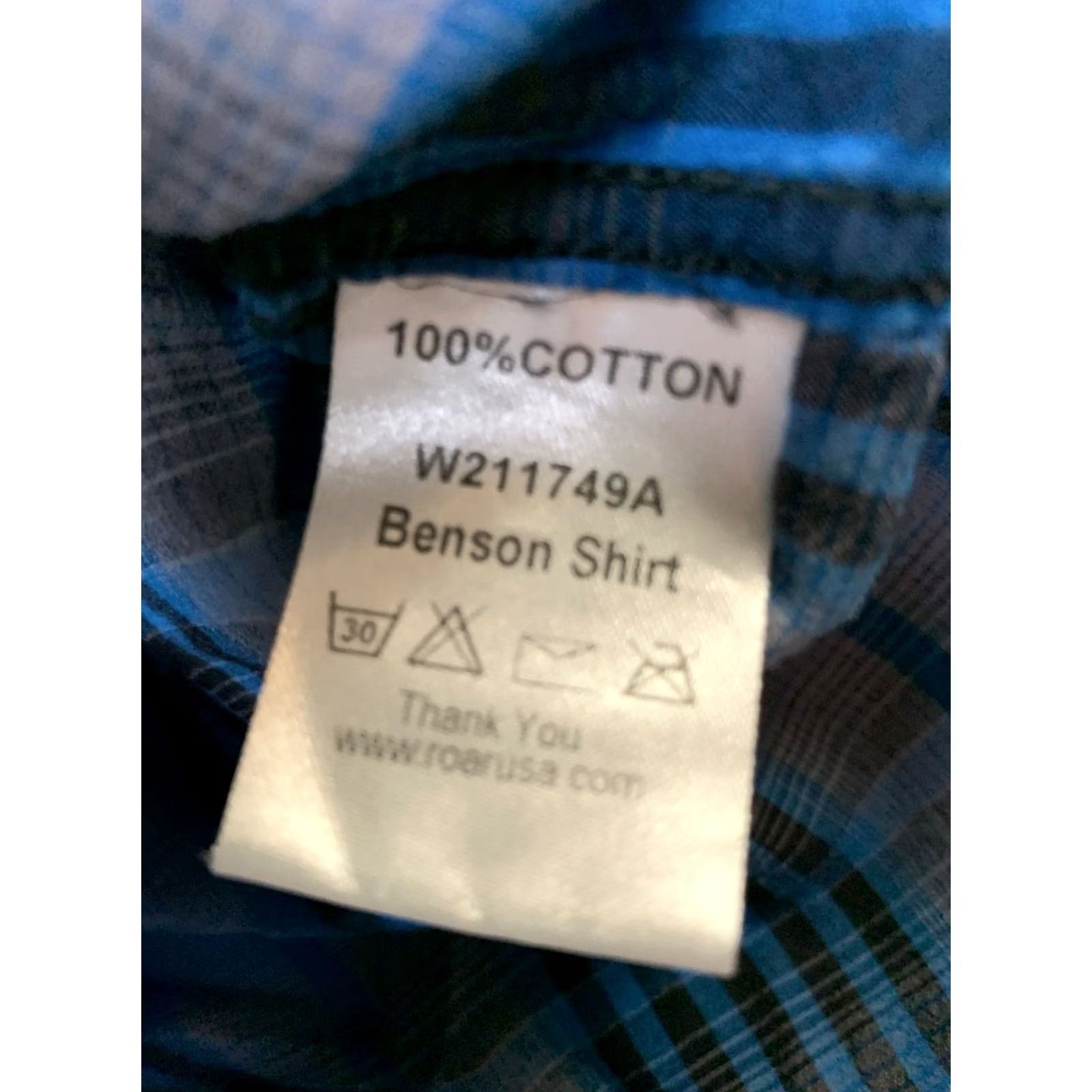 Roar Roar Benson Shirt Mens Large Blue Plaid Embroidered Zip Snap Button-Up Long Sleeve College Casual Vintage Style Fashion Grunge Rock 90s Mens Size US L / EU 52-54 / 3 - 5 Thumbnail