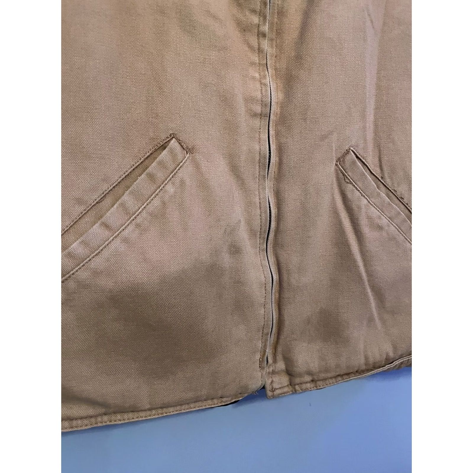 Walls VINTAGE Walls Vest Mens XL Tan Workwear Lining Duck Canvas Quilted Zip Hooded Mid-Length Zip Mens XL Tan Canvas Vest 90s Outdoor USA Workwear Size US XL / EU 56 / 4 - 4 Thumbnail