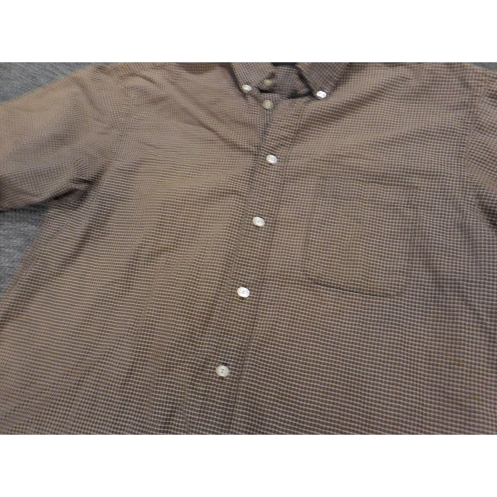 Roundtree & Yorke Roundtree & Yorke Mens Shirt XL brown plaid Button-Down Collar Button Up Short Sleeve Cotton Polyester Knit Casual Regular Vintage: No Size US XL / EU 56 / 4 - 4 Thumbnail