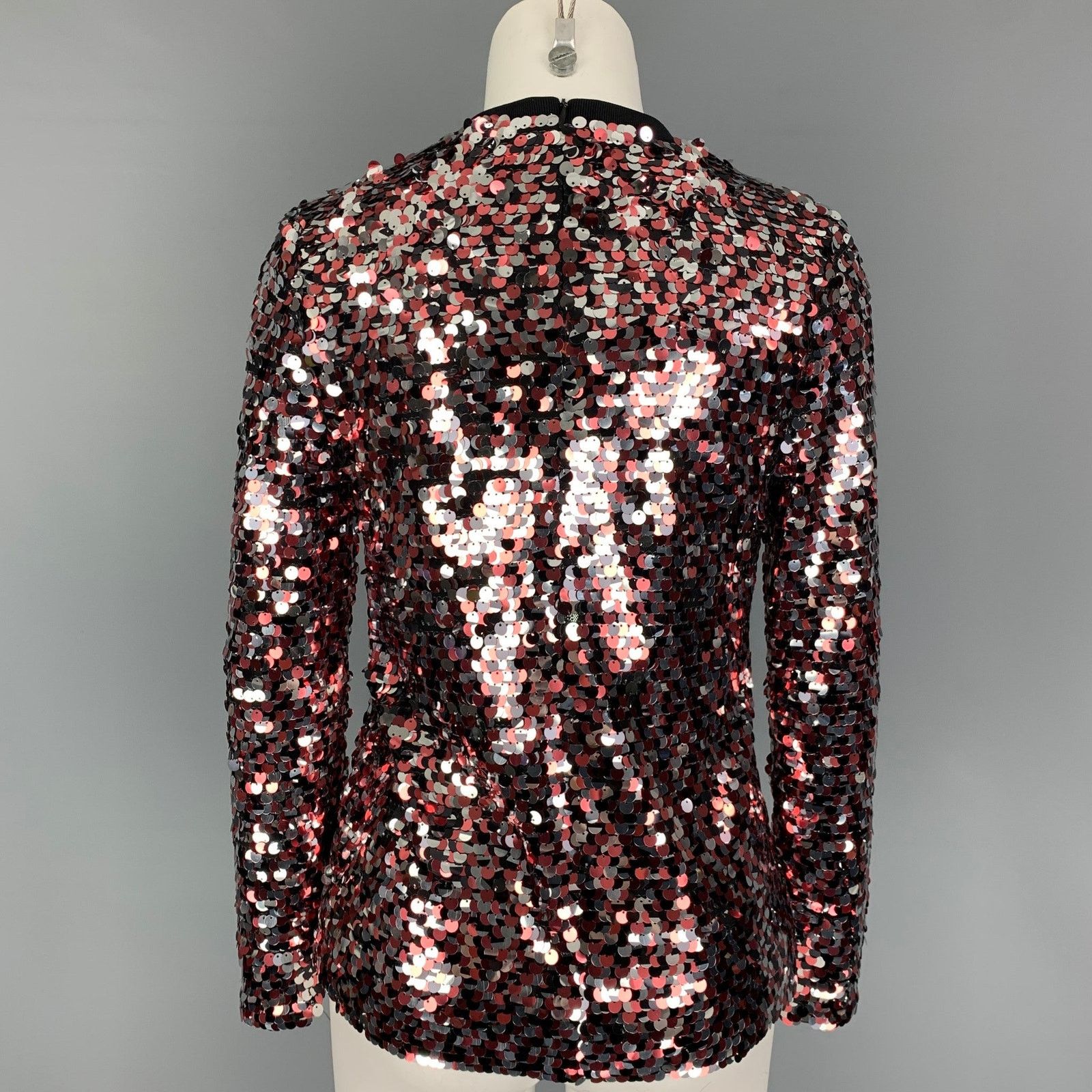 McQ Alexander McQueen Size 2 Pink Silver Polyamide Sequined Blouse Size XS / US 0-2 / IT 36-38 - 3 Thumbnail