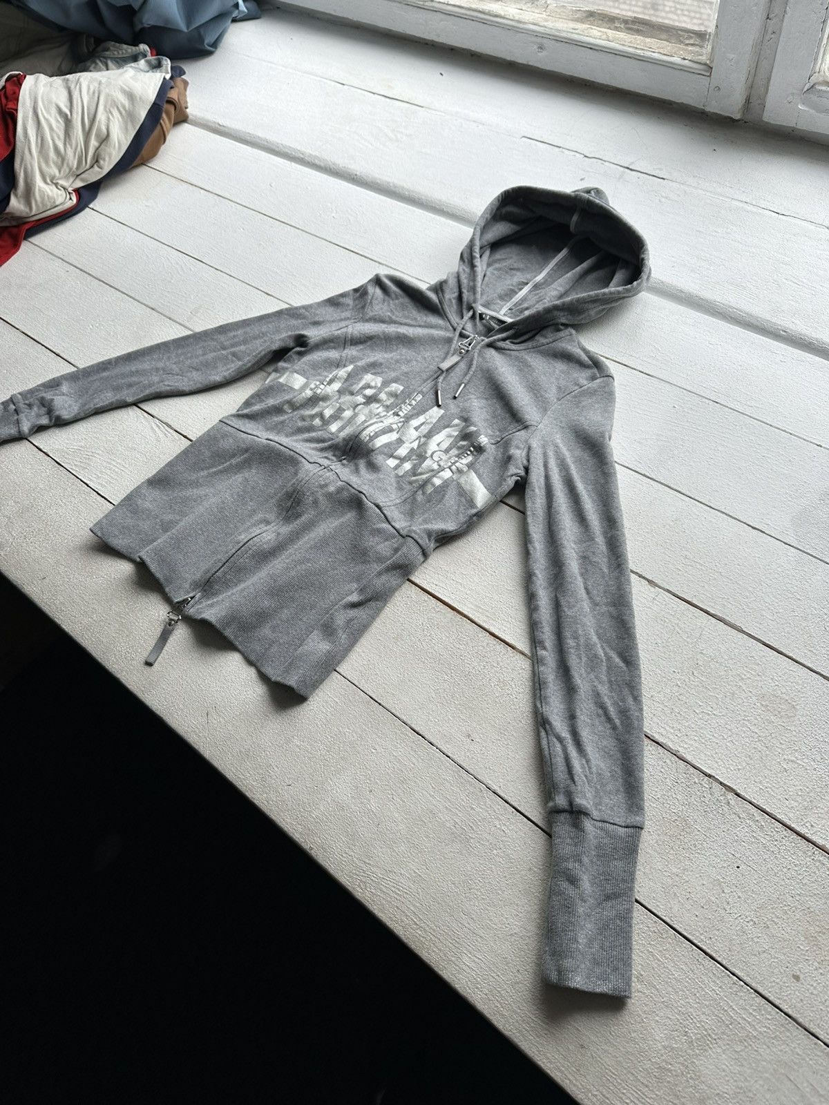 Armani Exchange 🚨Armani Exchange Women Zip-Up hoodie y2k silver logo Size S / US 4 / IT 40 - 4 Thumbnail