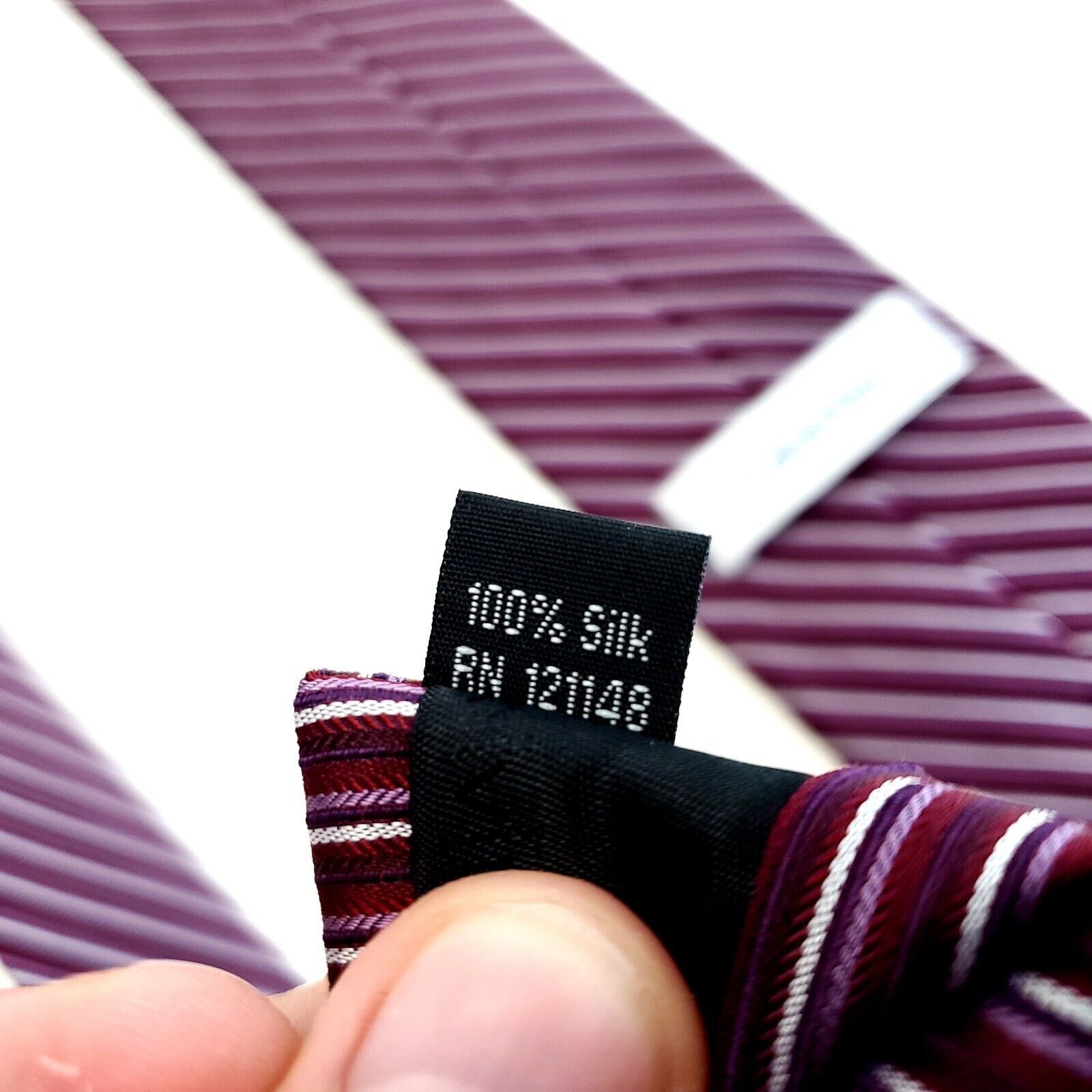 Calvin Klein Calvin Klein Purple Woven Striped Silk Tie Size ONE SIZE - 4 Thumbnail