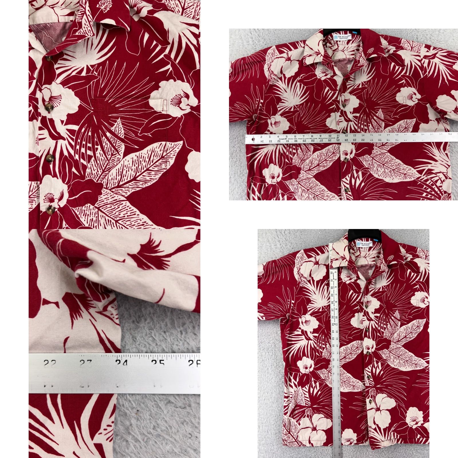 Tori Richard Tori Richard Shirt Men Large Red Floral Palm Button-Up Cotton Size US L / EU 52-54 / 3 - 8 Thumbnail