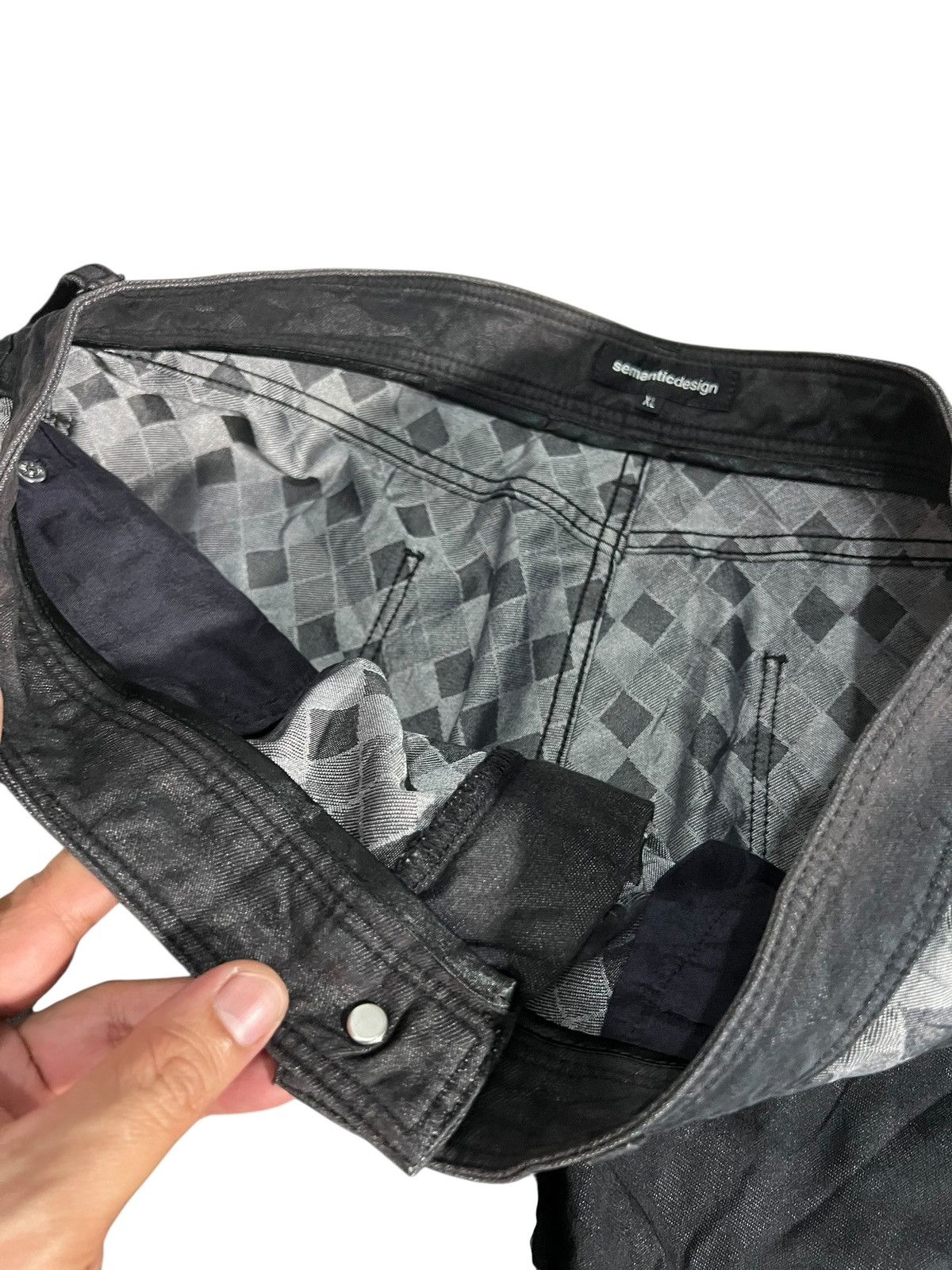 semanticdesign Semantic Design Black Punk Denim Pants Size US 33 - 12 Thumbnail