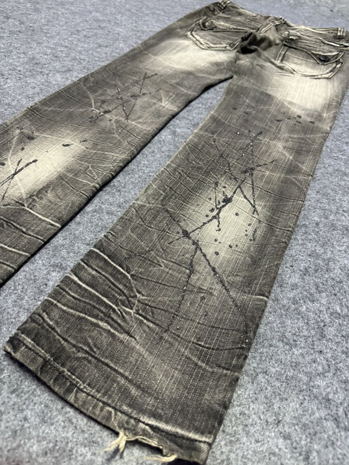 Japanese Brand × LOWBOX Blow By Blue Japan Paint Splatter Shadow Wash Jeans Size US 30 / EU 46 - 16 Thumbnail