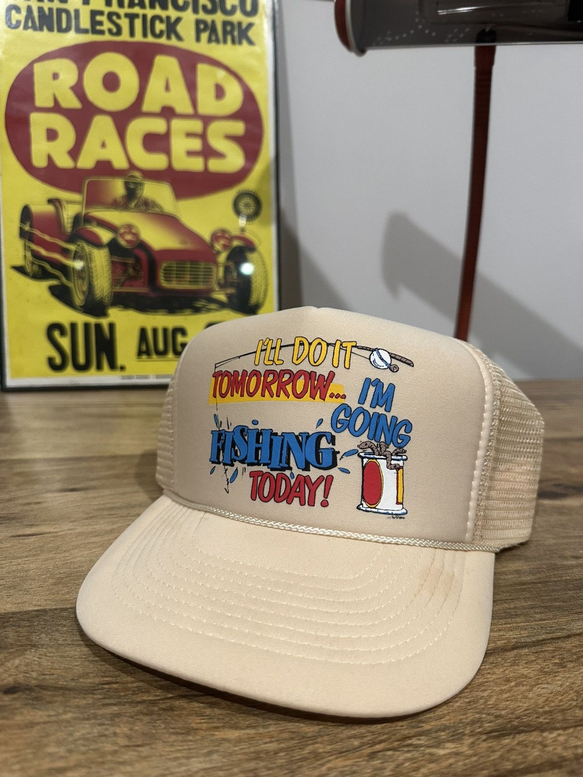 Vintage Vintage Funny Fishing Trucker Hat Deadstock Size ONE SIZE - 1 Thumbnail
