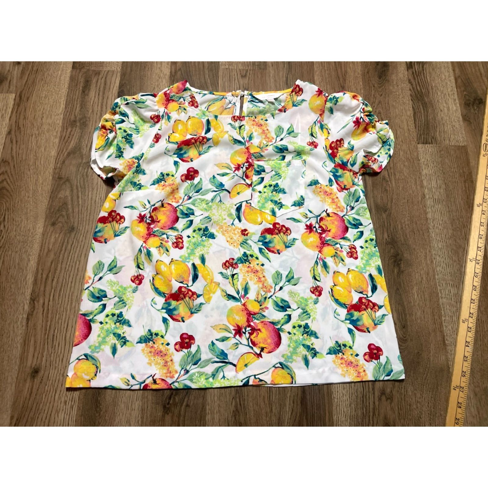 Vintage LC Lauren Conrad Shirt Women's Size Small White Green Orange Floral Size S / US 4 / IT 40 - 2 Thumbnail