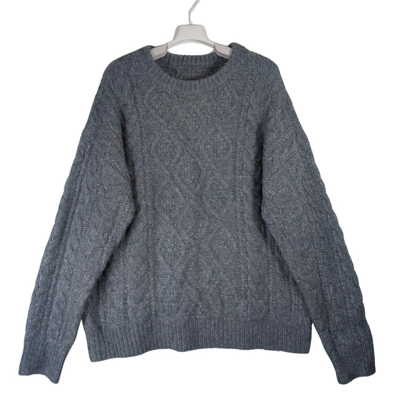 Unknown London Daily Drills Gray Crew Neck Cable Knit Gray Sweater Gray Size S / US 4 / IT 40 - 1 Thumbnail