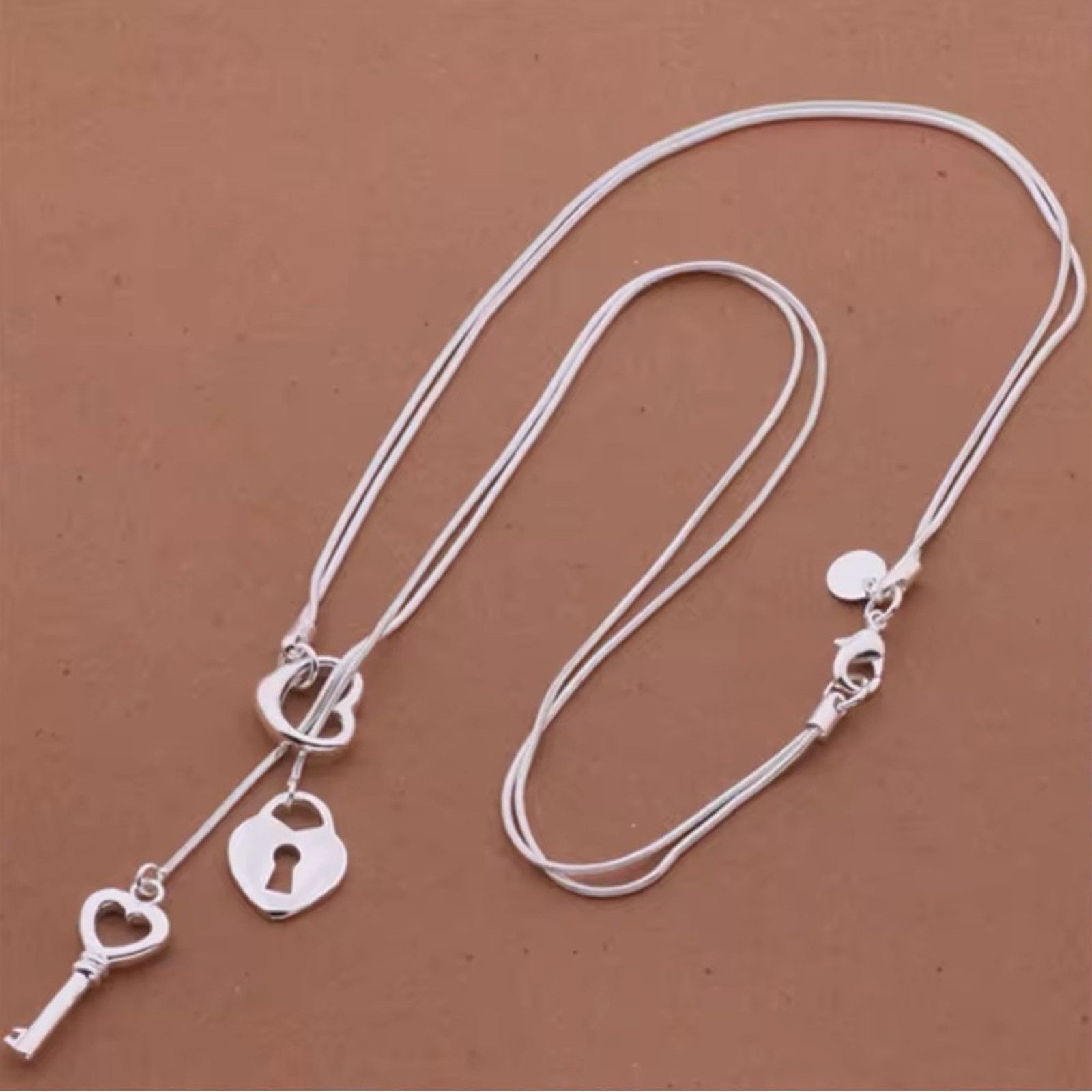Other New 925 Sterling Silver Key Lock Necklace Size ONE SIZE - 2 Thumbnail
