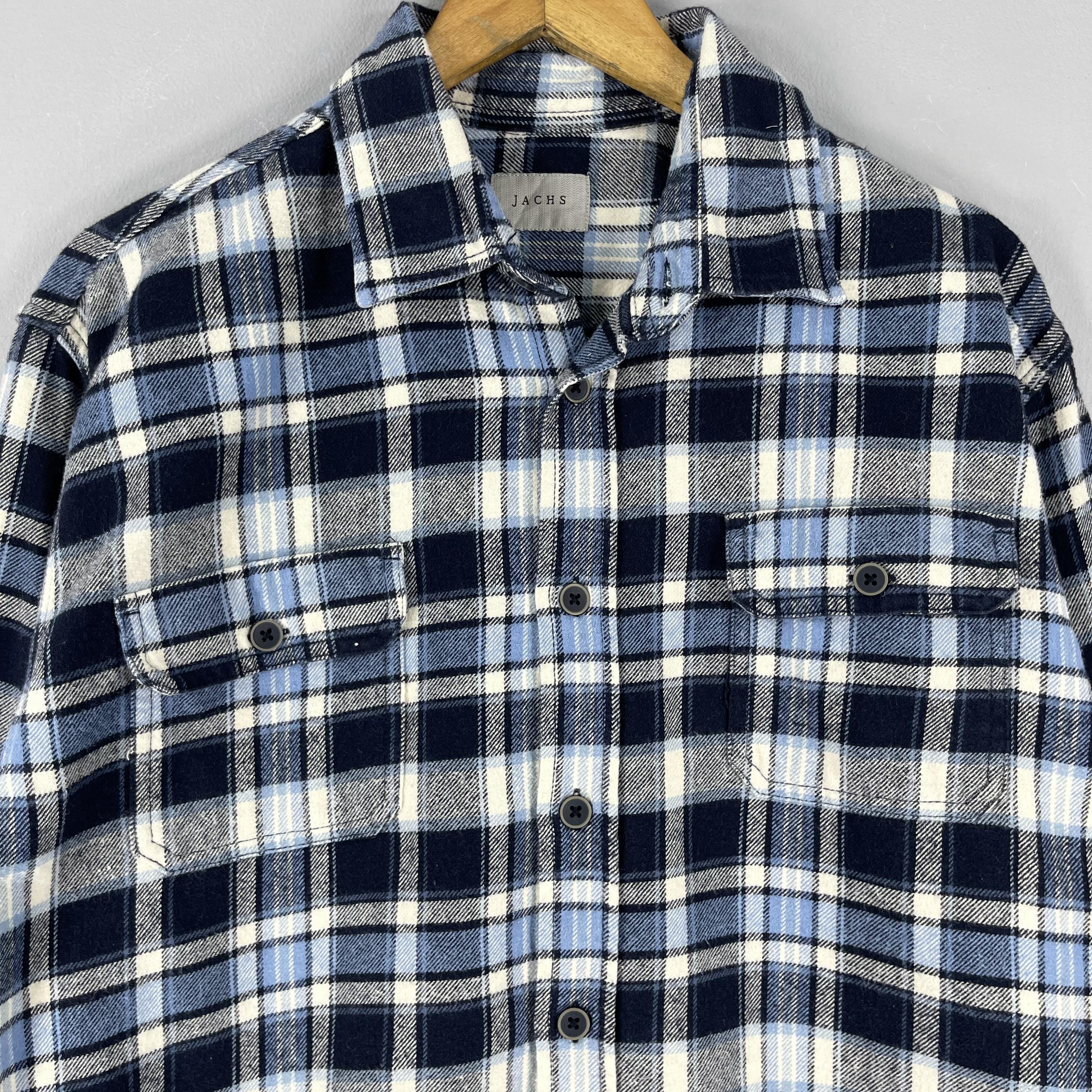 Flannel Jachs Checkered Blue Tartan Double Pocket Minimalist Flannel Size US L / EU 52-54 / 3 - 2 Thumbnail