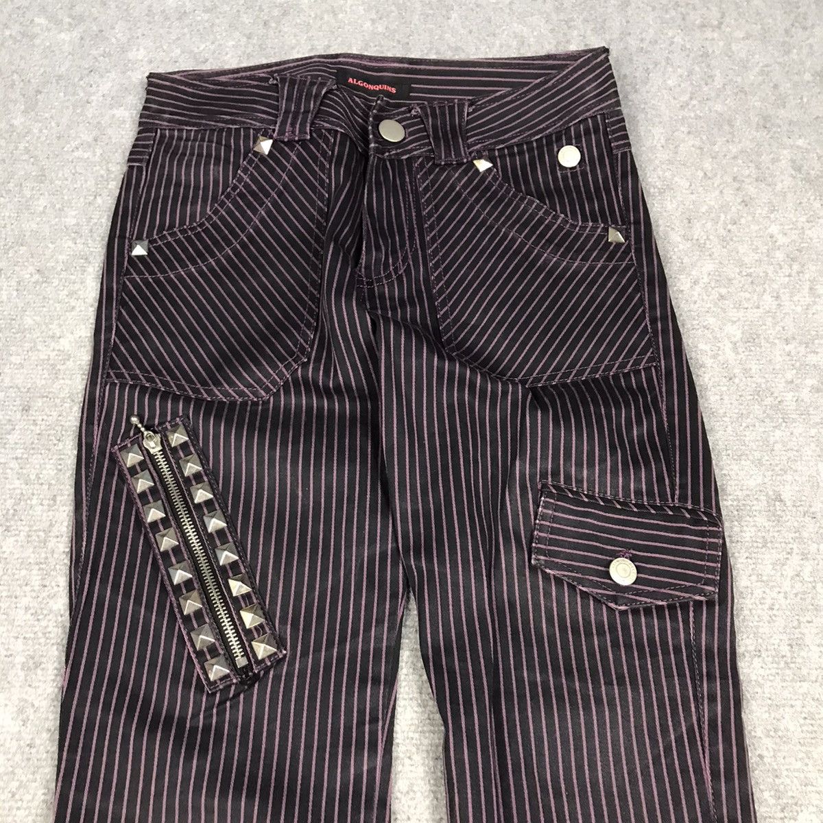 Japanese Brand ALGONQUINS PUNK JAPAN TROUSERS STRIPED DESIGN PANTS Size US 27 - 2 Thumbnail