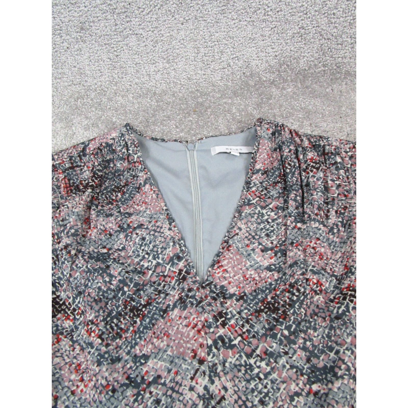 Reiss Reiss Dress Blouson Womens 4 Pink Gray V-Neck Sleeveless Zip Party/Cocktail Short Spring/Summer Womens B. Size S / US 4 / IT 40 - 2 Thumbnail