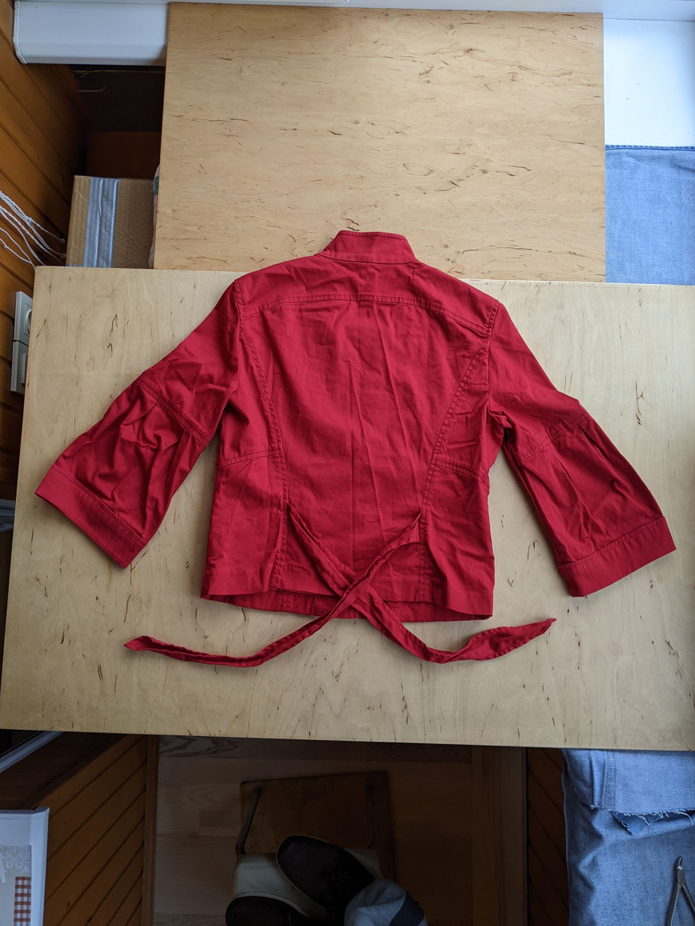 Armani Armani Exchage Red Denim Jacket Kimono Blazer Rundholz Dip Size L / US 10 / IT 46 - 2 Thumbnail