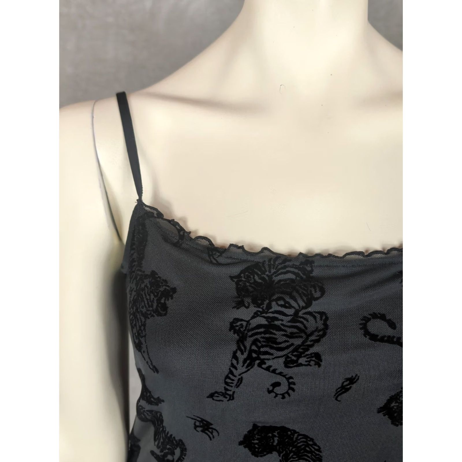 H&M H&M Velvet Bodycon Mini Dress Women's L Black Romantic Tiger Print Size L / US 10 / IT 46 - 3 Thumbnail