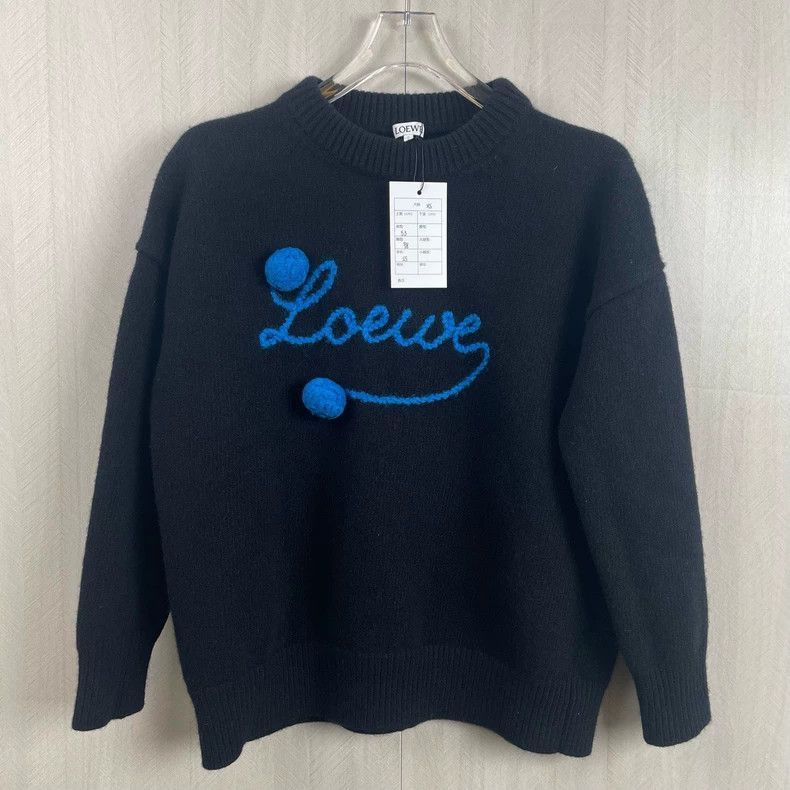 Loewe black wool sweater with blue logo Size US XS / EU 42 / 0 - 1 Thumbnail