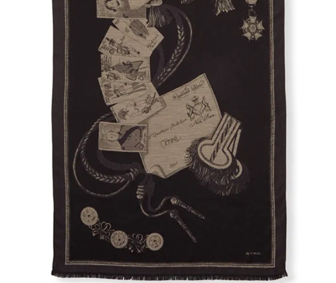 Etro Etro Silk Blend Scarf Mens Black Gray Graphic Made in Italy Size ONE SIZE - 4 Thumbnail