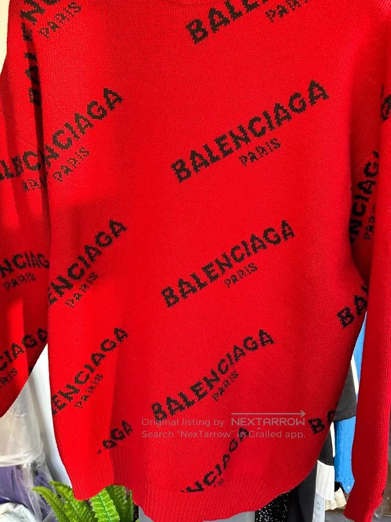 Balenciaga Balenciaga Red bullet screen knitwear sweater Size XS / US 0-2 / IT 36-38 - 2 Thumbnail