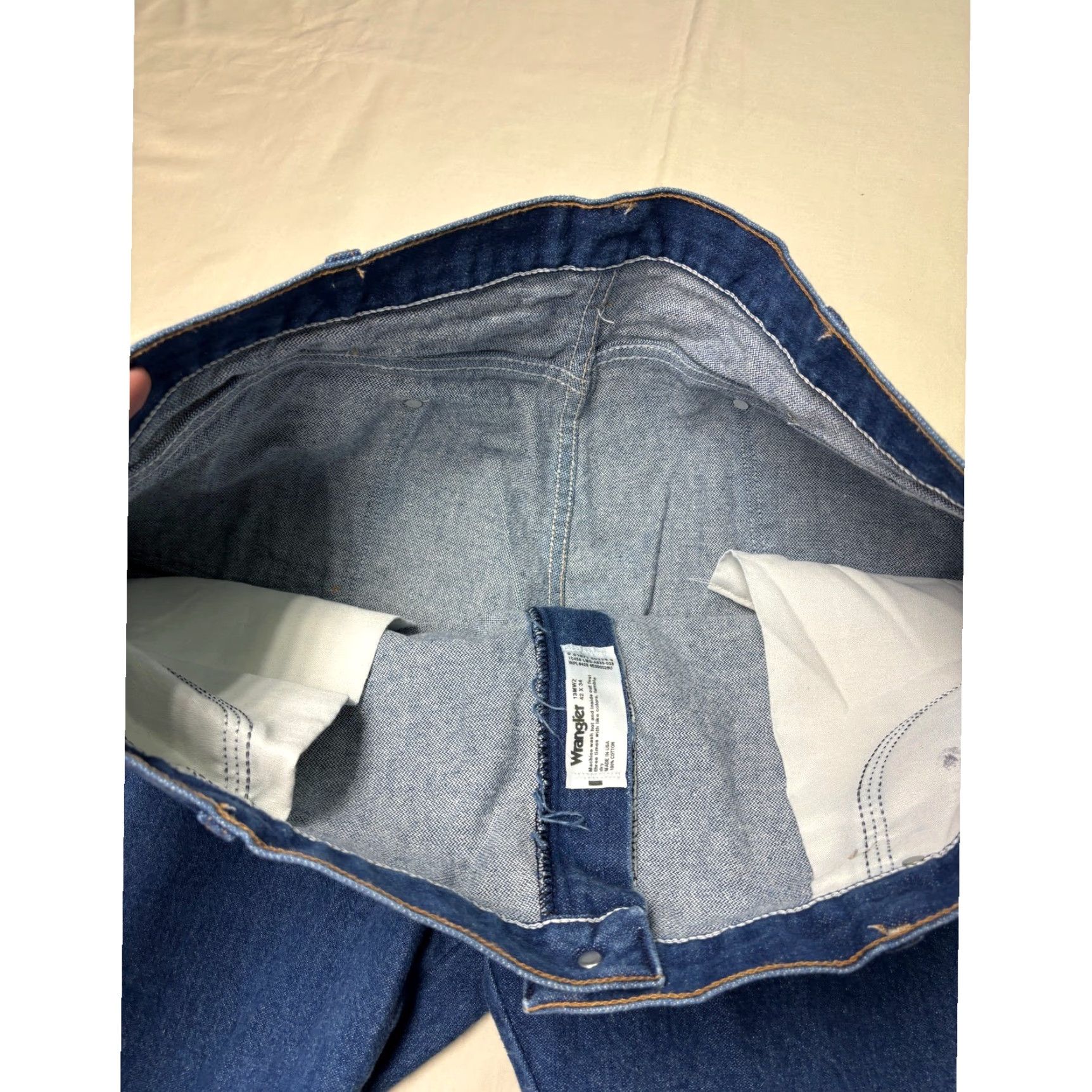 Wrangler VINTAGE Wrangler Jeans Mens Bootcut 42x34 Dark Wash USA Made Denim 5-Pocket 13MWZ Cowboy Cut Mens Jeans Shutdown? Size US 42 / EU 58 - 4 Thumbnail