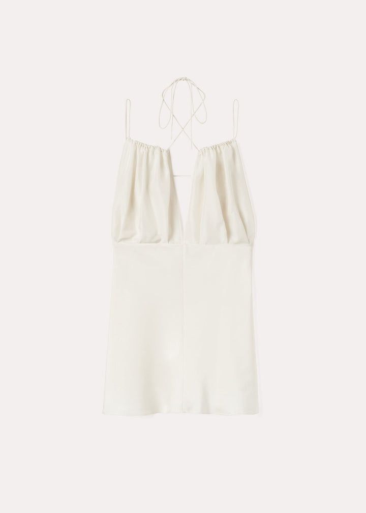 o1mle0525 Gathered Halterneck Tank Top in Off-White