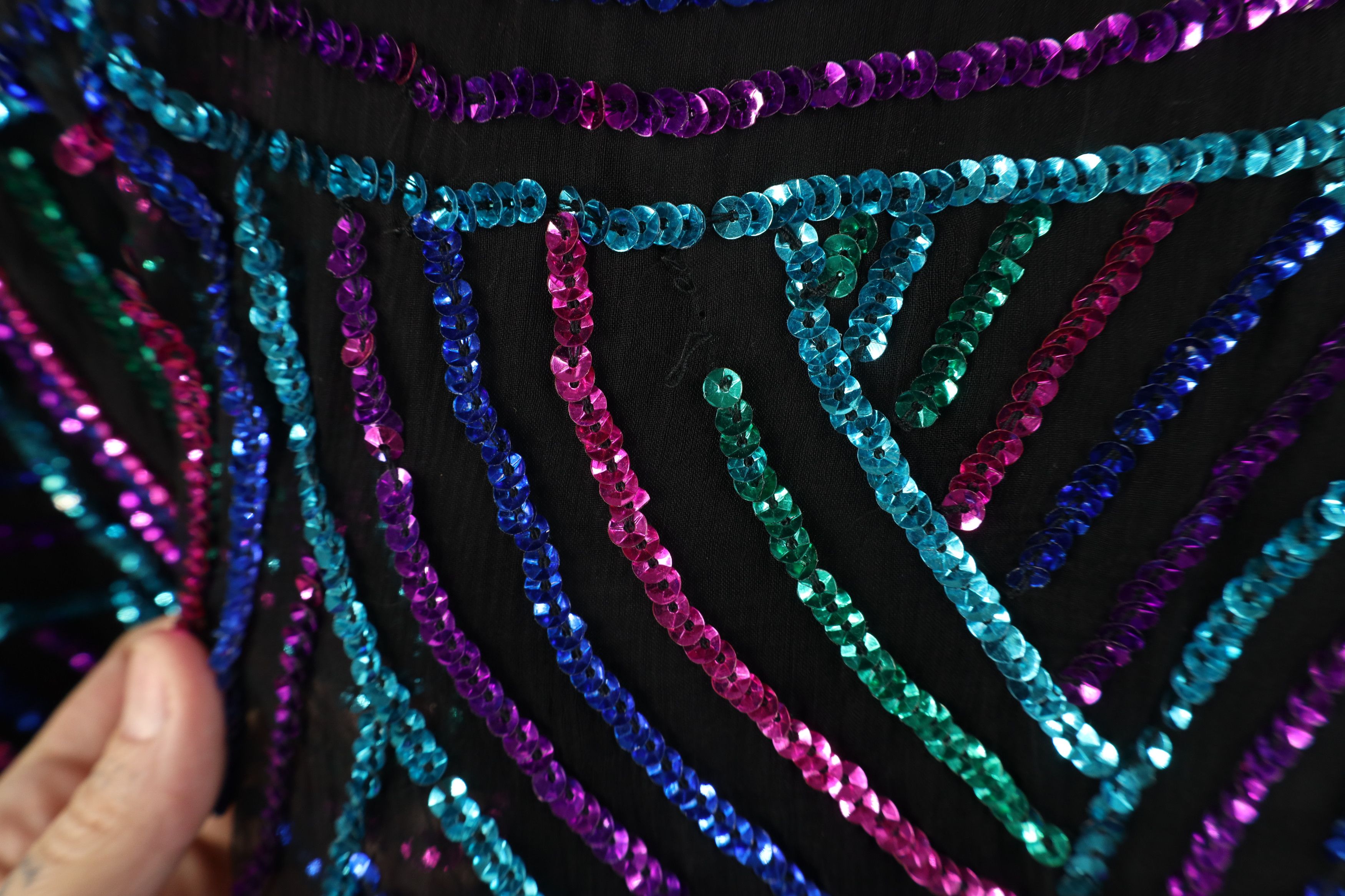 Vintage Vintage 90s Scala Sequin Beaded Evening Party Shirt Silk Size 3XL / US 20-22 - 4 Thumbnail
