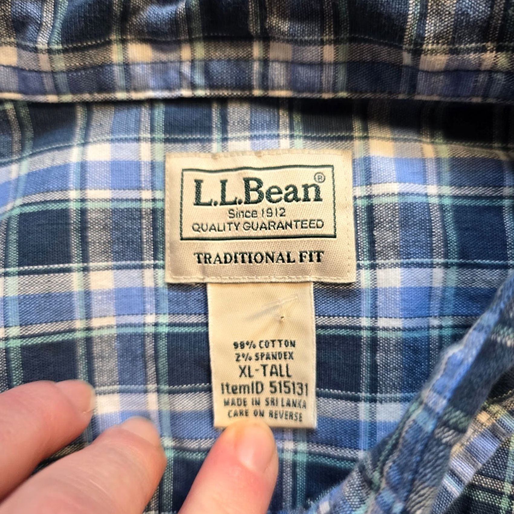 Vintage LL Bean Shirt Mens XL Tall Blue Plaid Button-Up Long Sleeve Casual Outdoors Size US XL / EU 56 / 4 - 3 Thumbnail