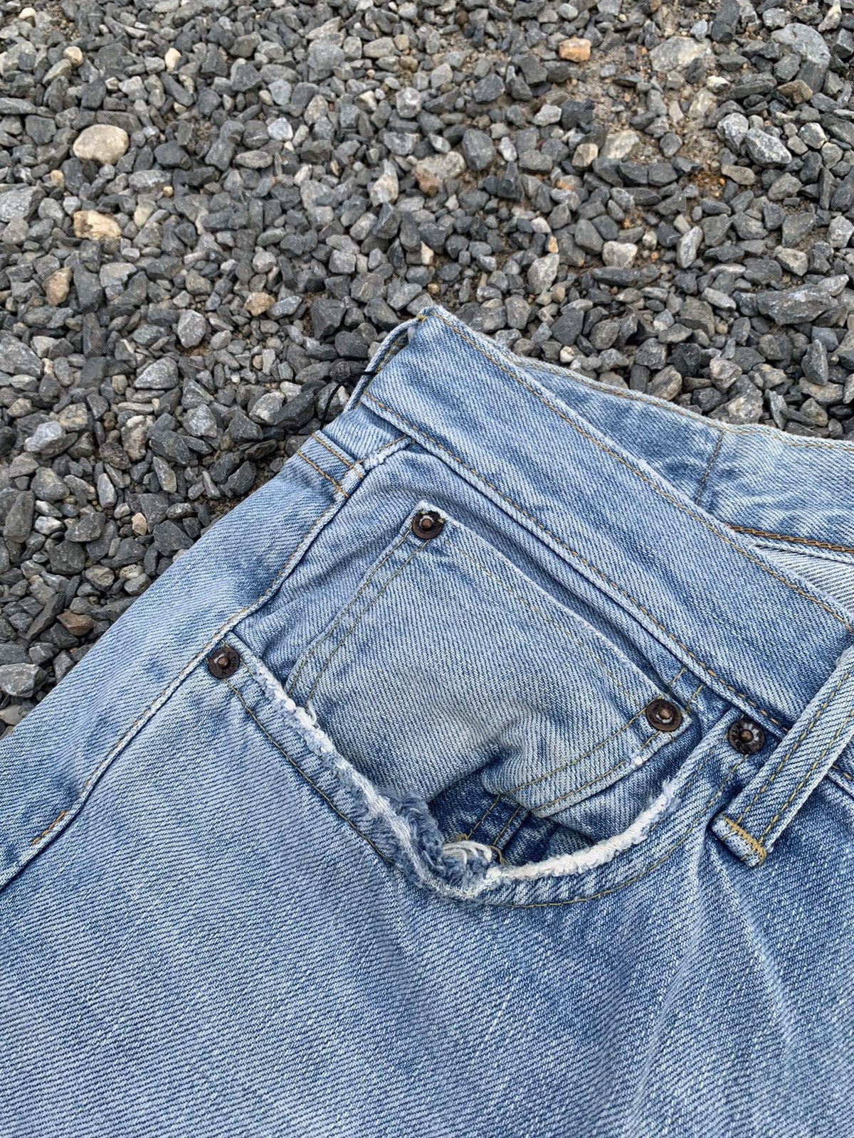 Kapital VINTAGE EDWIN 505X SELVEDGE FADED BAGGY DISTRESSED DENIM Size US 32 / EU 48 - 12 Thumbnail