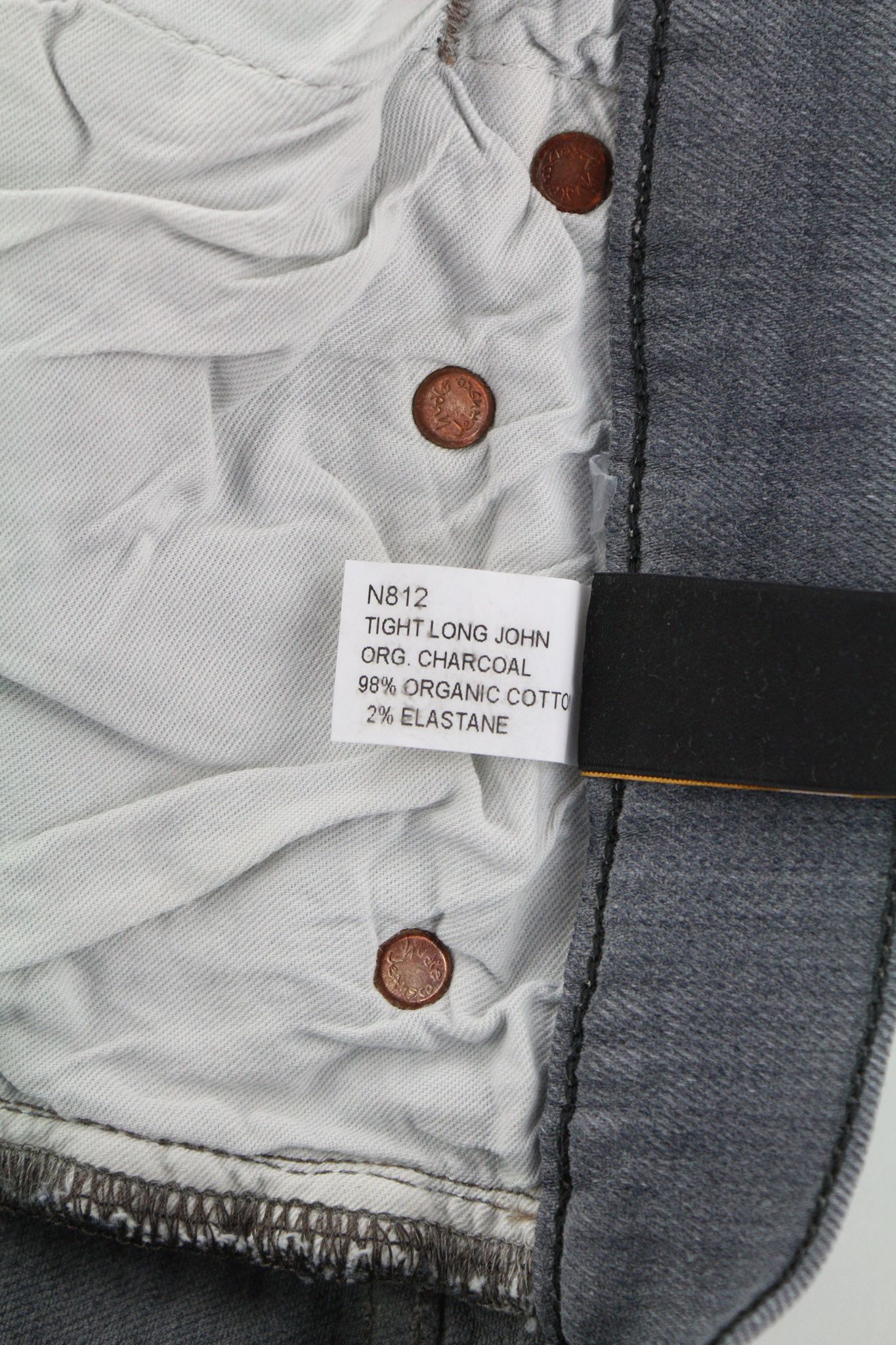 Nudie Jeans TIGHT LONG JOHN W31/L34 Organic Charcoal Slim Fit 80669 Size US 31 - 7 Thumbnail