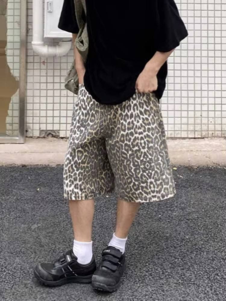 Japanese Brand × Vintage leopard print y2k jean shorts Size US 36 / EU 52 - 5 Thumbnail