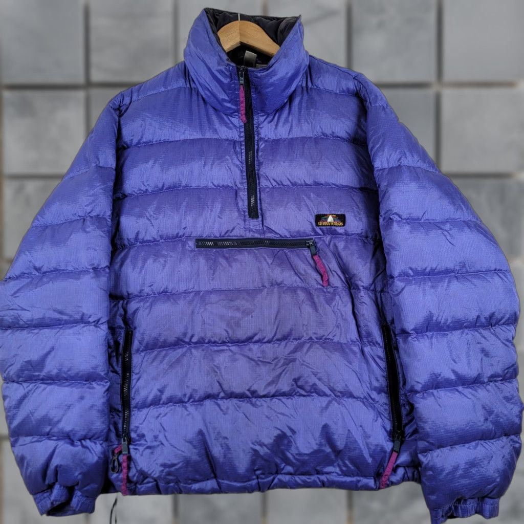 Sierra Designs Quilted Puffer Packable Full Zip Up Coat Jacket Womens L Blue