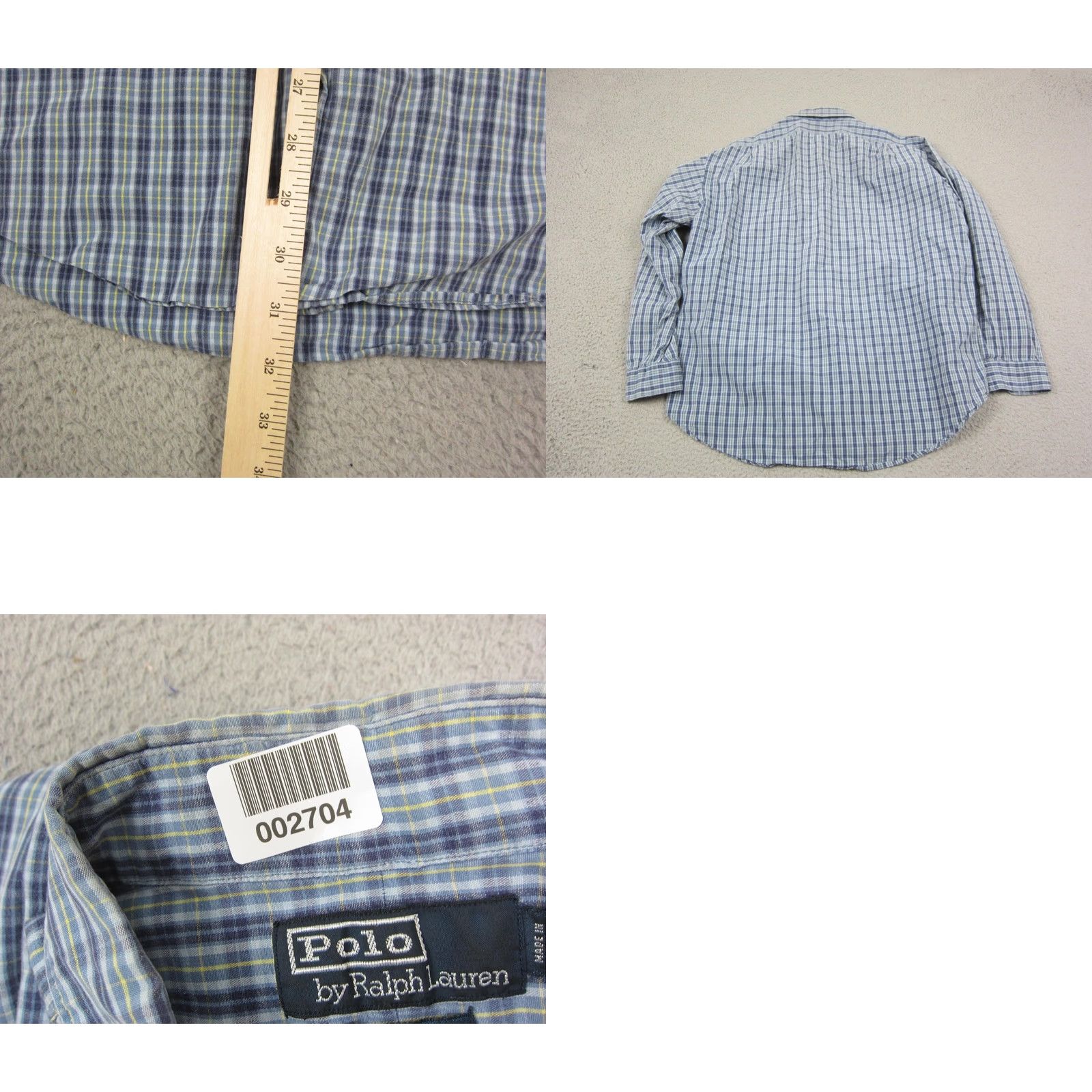 Polo Ralph Lauren VINTAGE Polo Ralph Lauren Shirt Adult Large Blue Black Pony Check Marlowe 90s Size US L / EU 52-54 / 3 - 8 Thumbnail