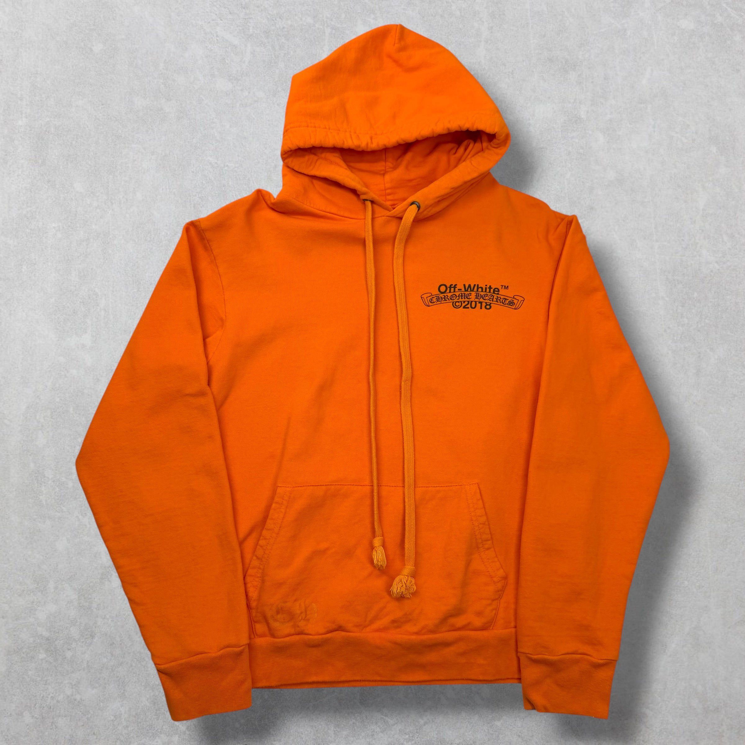 Chrome Hearts Chrome Hearts x Off-White Scroll Logo Hoodie Orange S Size US S / EU 44-46 / 1 - 2 Thumbnail