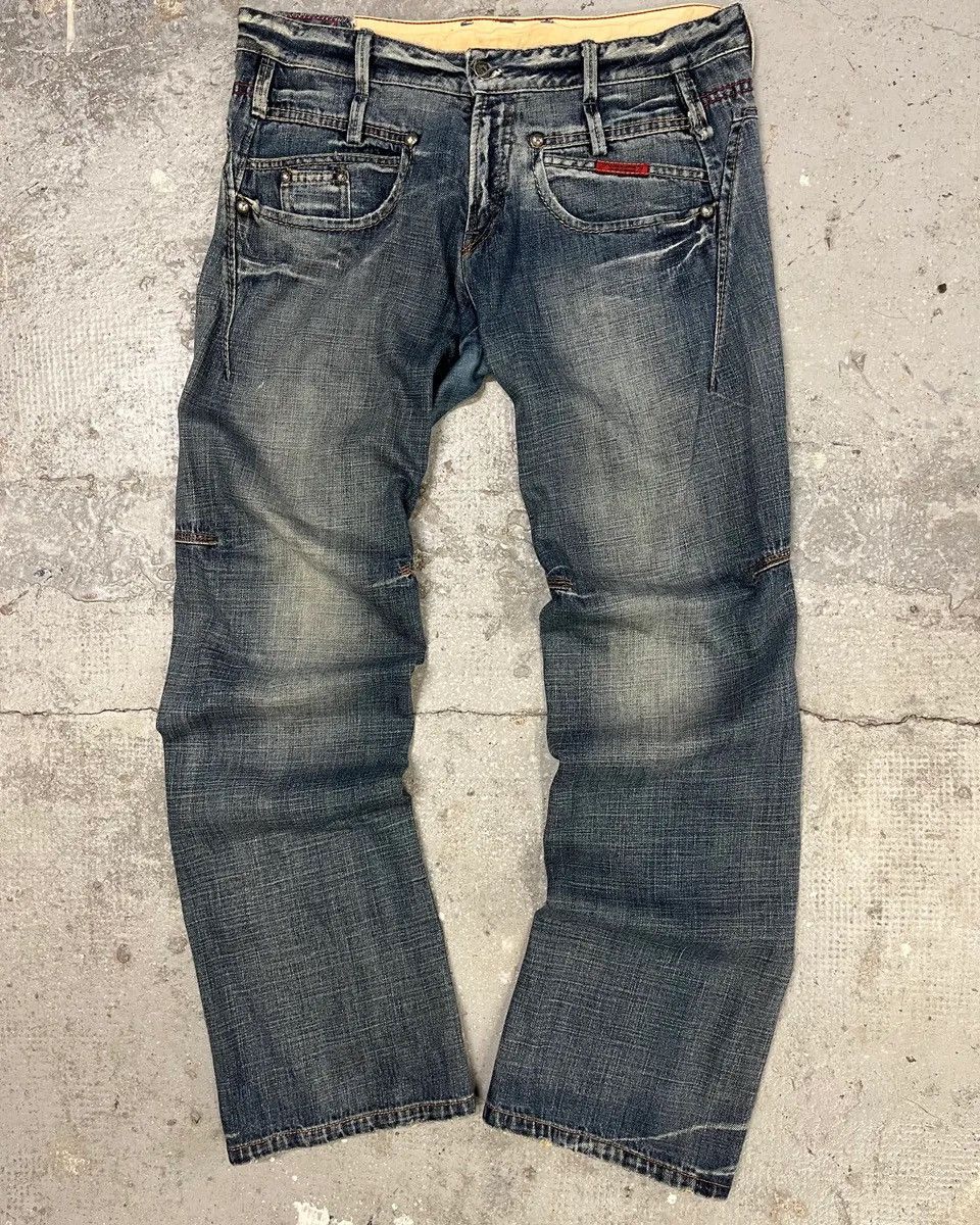 Marithe + Francois Girbaud 2000s Marithé + François Girbaud Blue Distressed Denim Jeans Size US 32 / EU 48 - 2 Thumbnail
