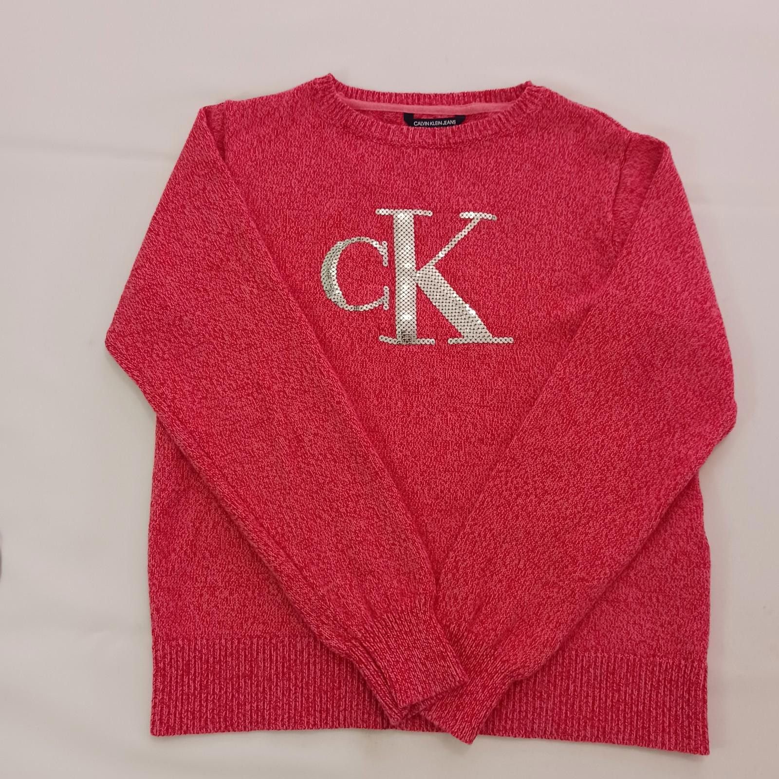 Designer Calvin Klein Jeans Women's Pink Cotton Logo Sweater L(12/14) Size L / US 10 / IT 46 - 1 Thumbnail