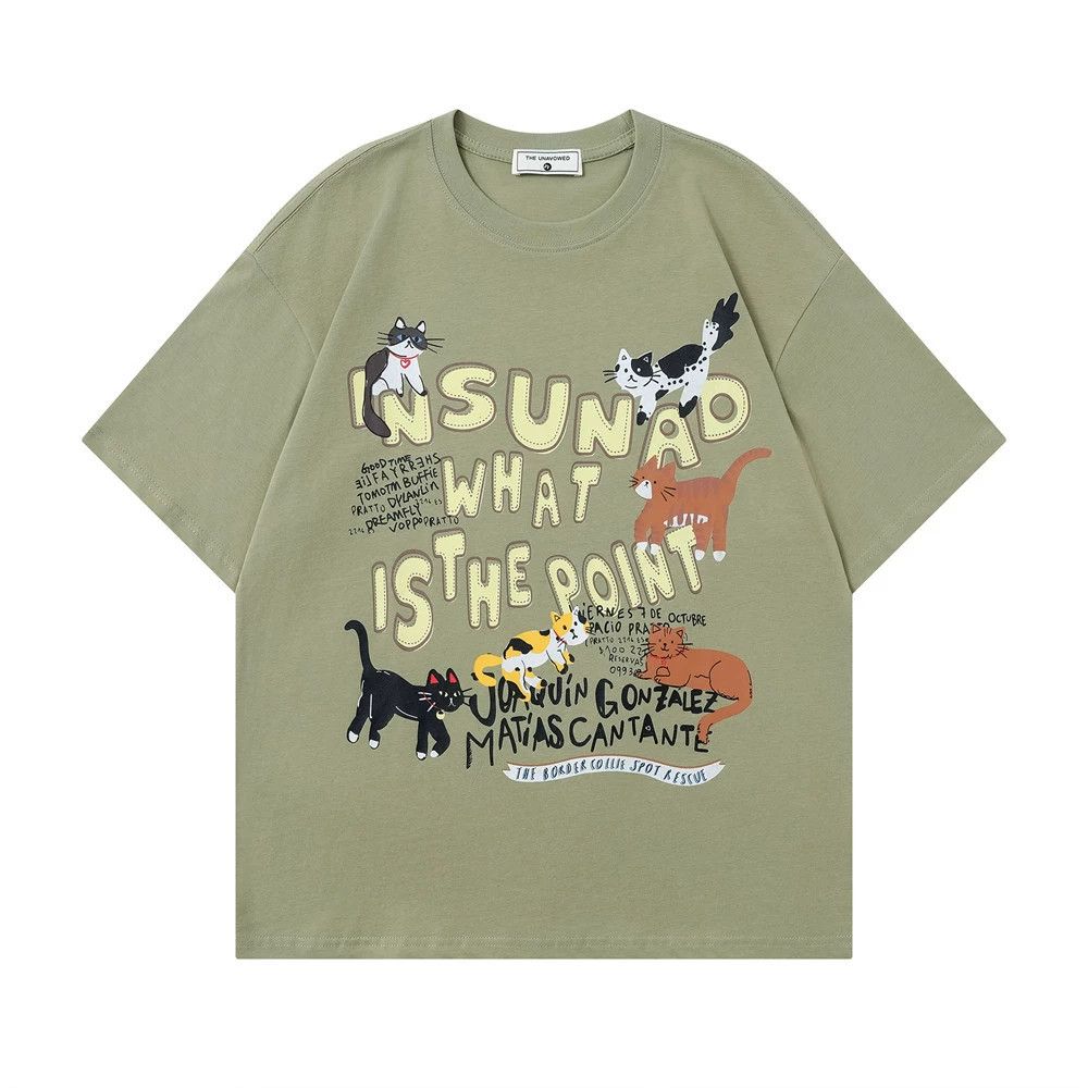 Vintage Men's American loose casual cartoon cat print T-shirt Size US M / EU 48-50 / 2 - 1 Thumbnail