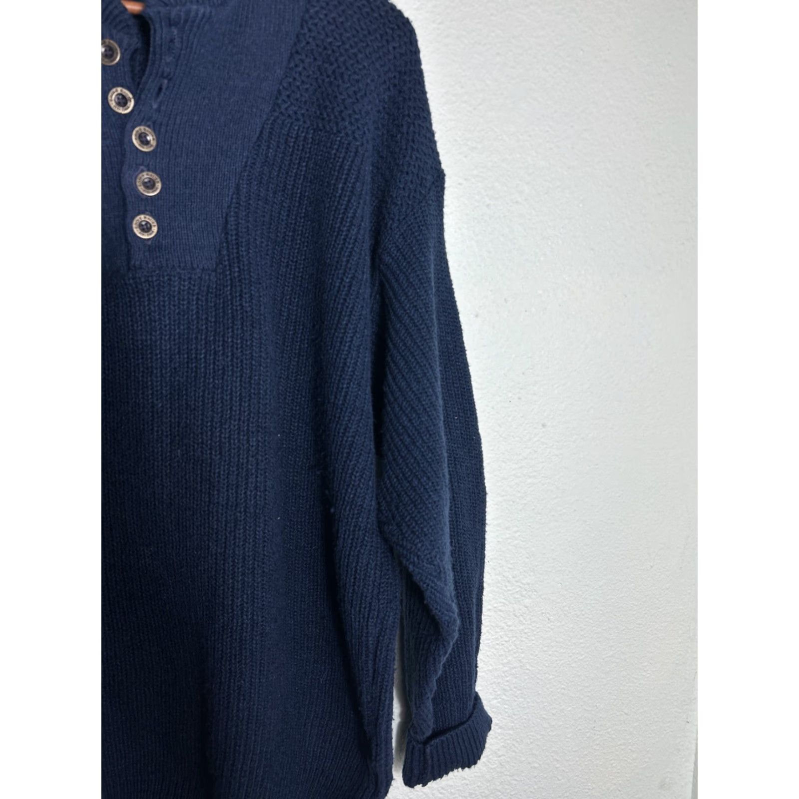 Eddie Bauer VINTAGE Eddie Bauer Sweater Mens L Heavy Knit Cotton USA Navy Blue Pullover Size US L / EU 52-54 / 3 - 4 Thumbnail