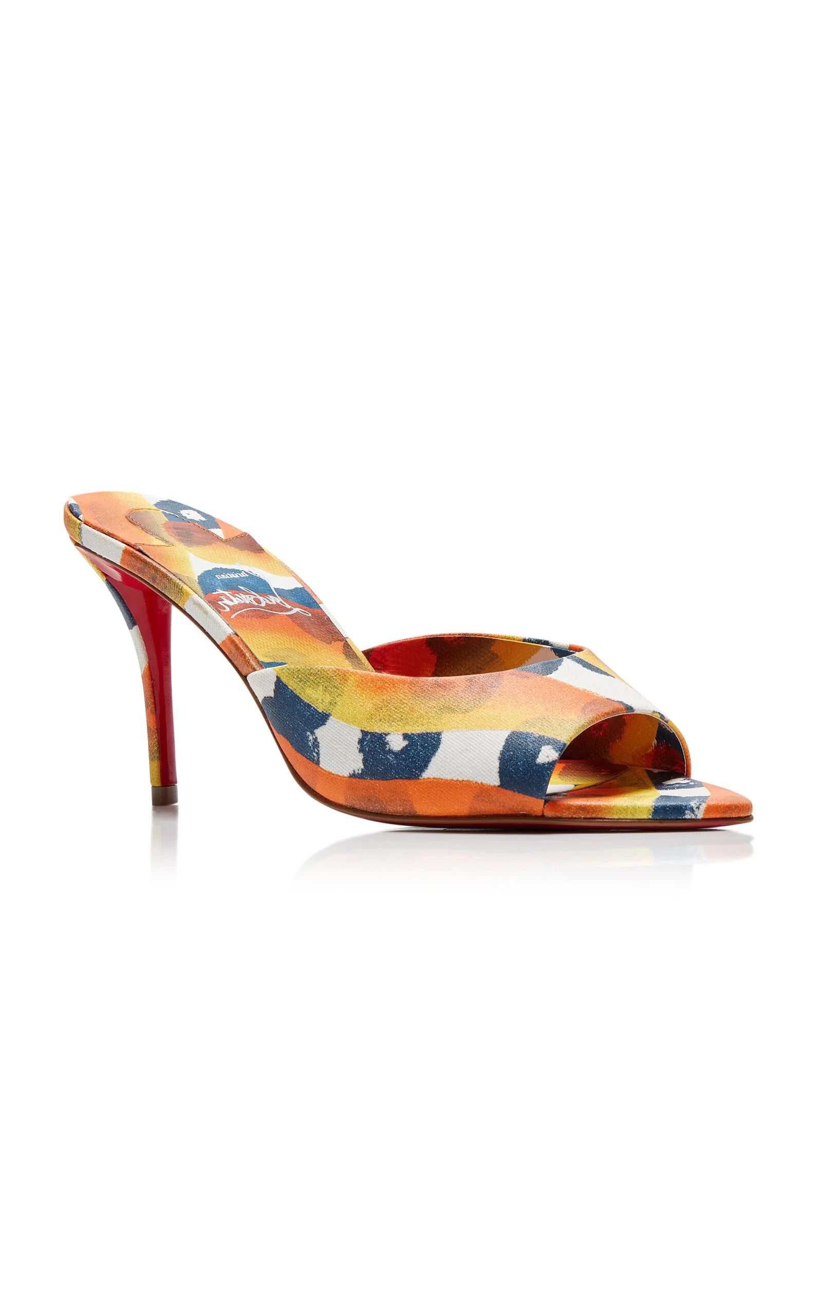 Christian Louboutin os11x0126 Miss Z 80mm Printed Toile Mules in Multicolor Size US 8 / IT 38 - 4 Thumbnail