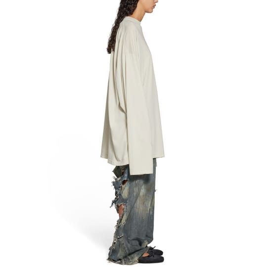 Balenciaga o1s1wg110125 Unisex Long Sleeve T-Shirt Oversized Off White Size XS / US 0-2 / IT 36-38 - 4 Thumbnail