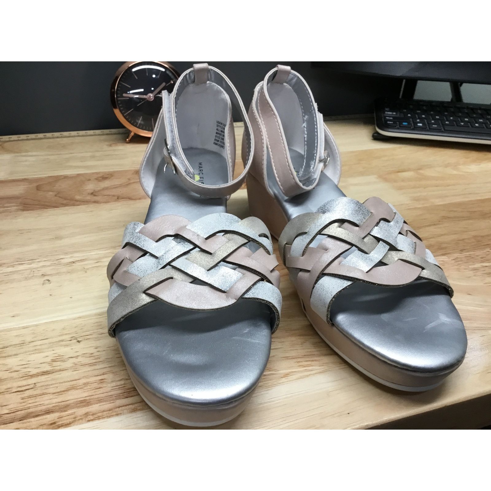 Marc Fisher Marc Fisher Wedge Sandal Kids 5 Pink Ankle Strap Wedge Heel Size US 5 / EU 37 - 1 Thumbnail