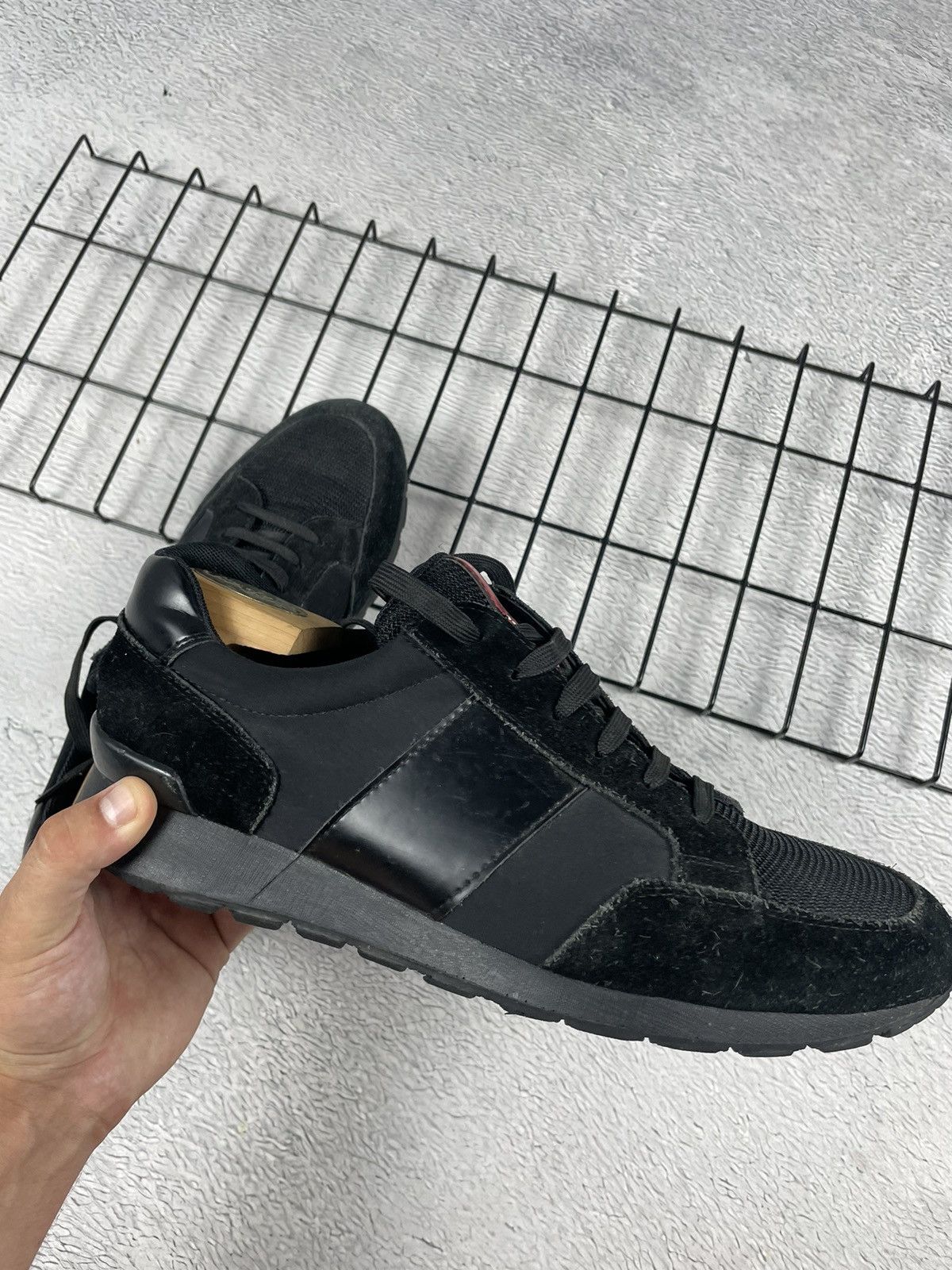 Prada × Vintage Prada Match Race Sneakers 44 Black Suede Shoes Size US 10.5 / EU 43-44 - 2 Thumbnail