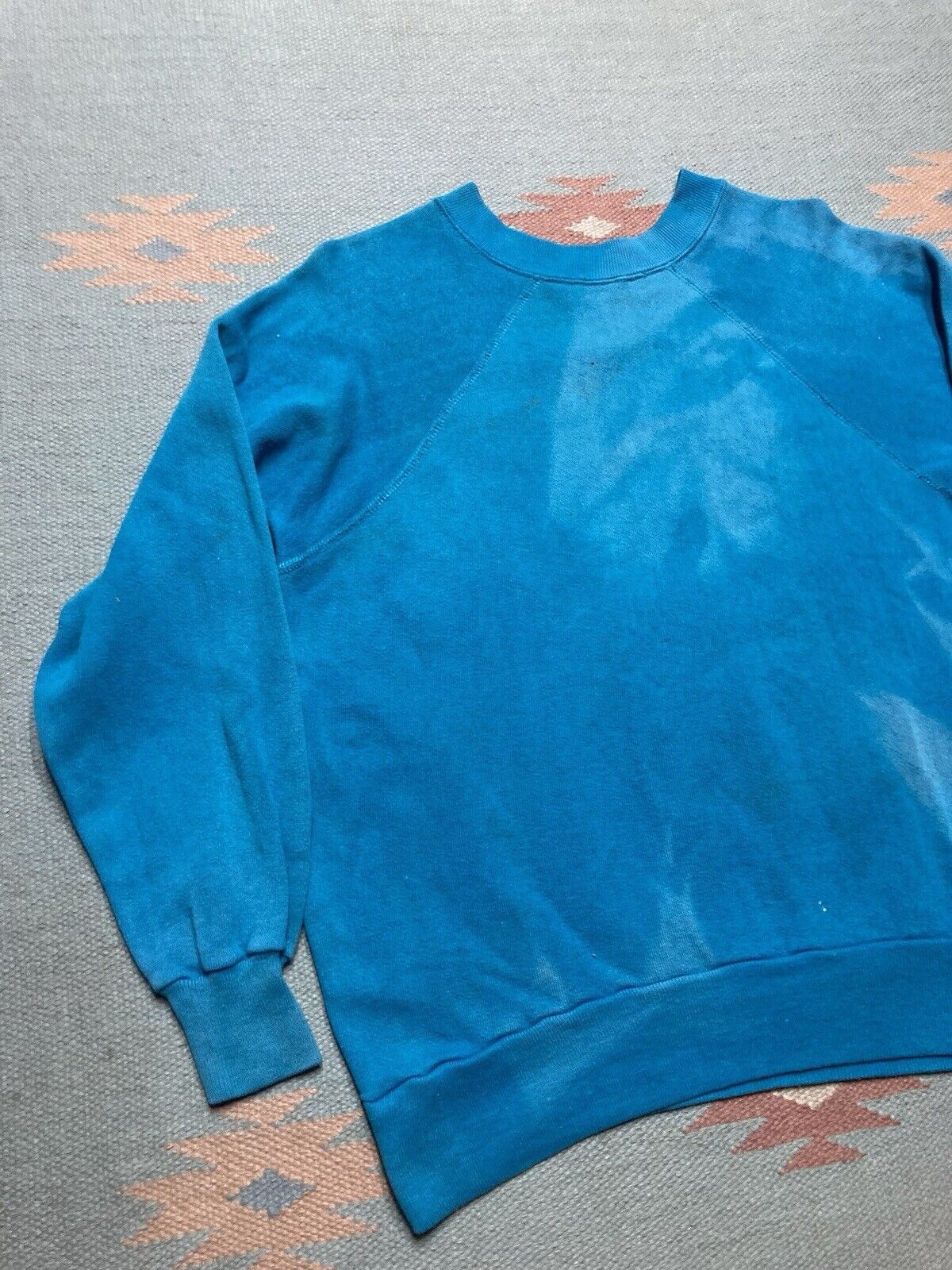 Vintage Vtg 70s crewneck sweatshirt blank teal blue sun faded medium Size US M / EU 48-50 / 2 - 9 Thumbnail