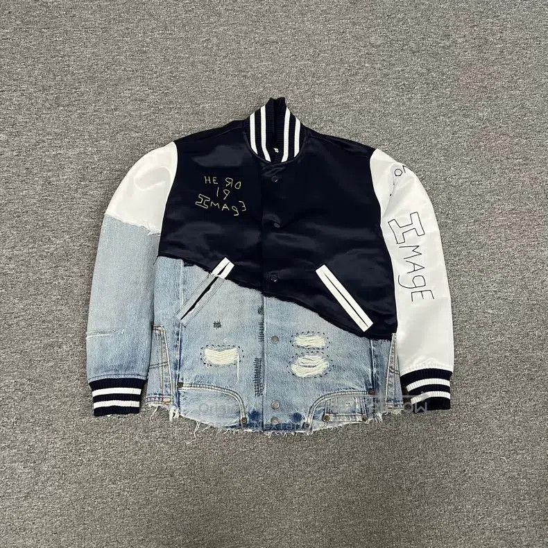 Greg Lauren Greg Lauren Spliced Denim Baseball Jacket Size US S / EU 44-46 / 1 - 1 Thumbnail