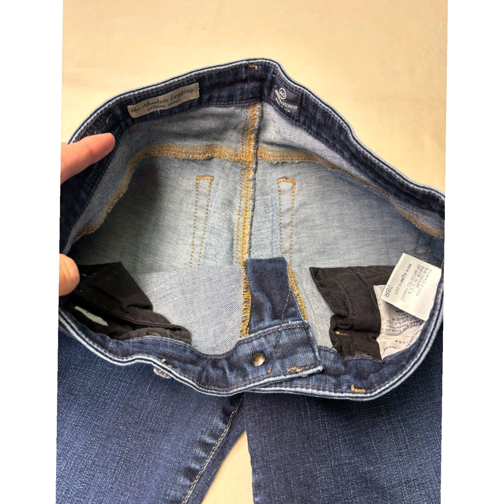Vintage AG Adriano Goldschmied The Absolute Legging Extreme Skinny Jeans Blue 28R 30in Inseam Womens Denim Stretch Pockets 5-Pocket Zip Button Size 28" / US 6 / IT 42 - 4 Thumbnail