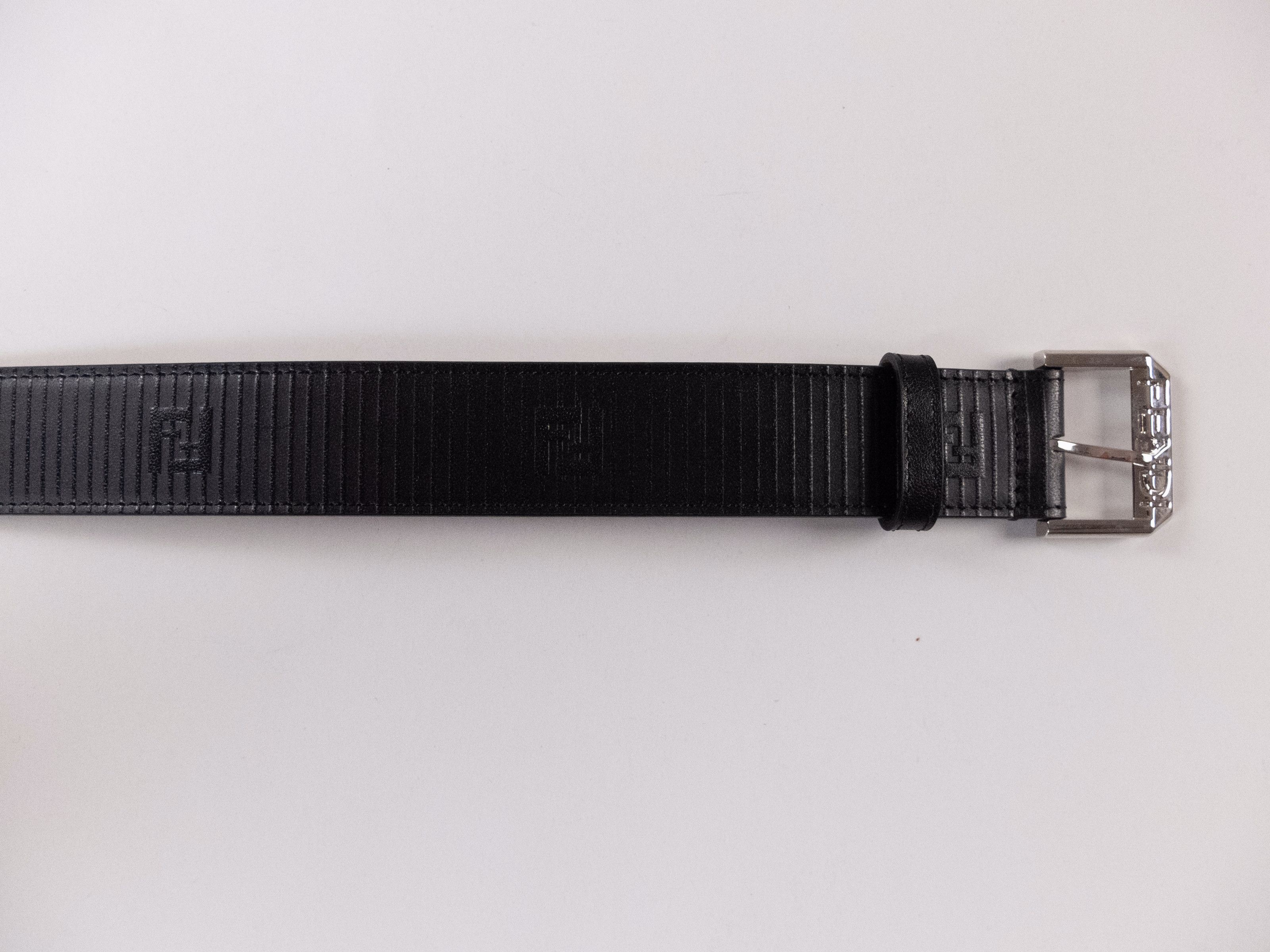 Fendi FENDI Edge black FF logo embossed leather belt 90 / 36 Size 34 - 2 Thumbnail